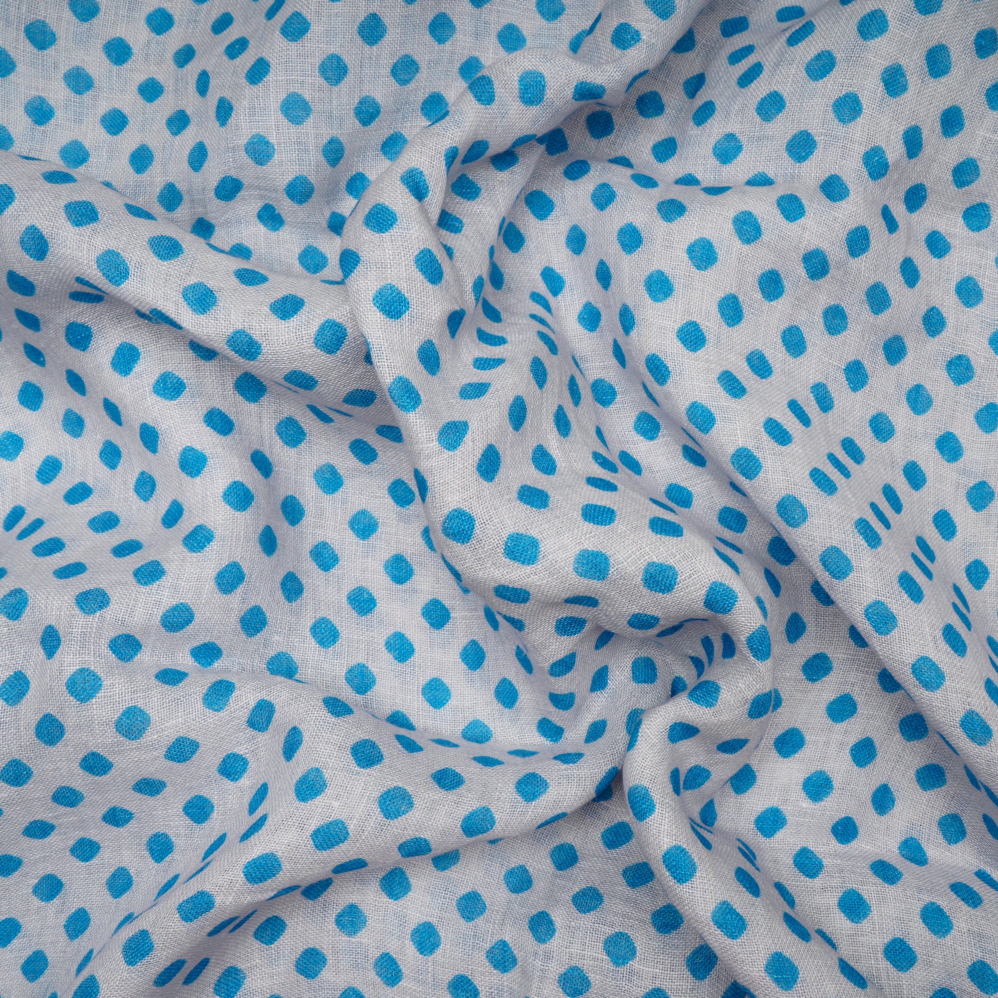 Sky Blue All Over Pattern Digital Print Gauge Linen Fabric