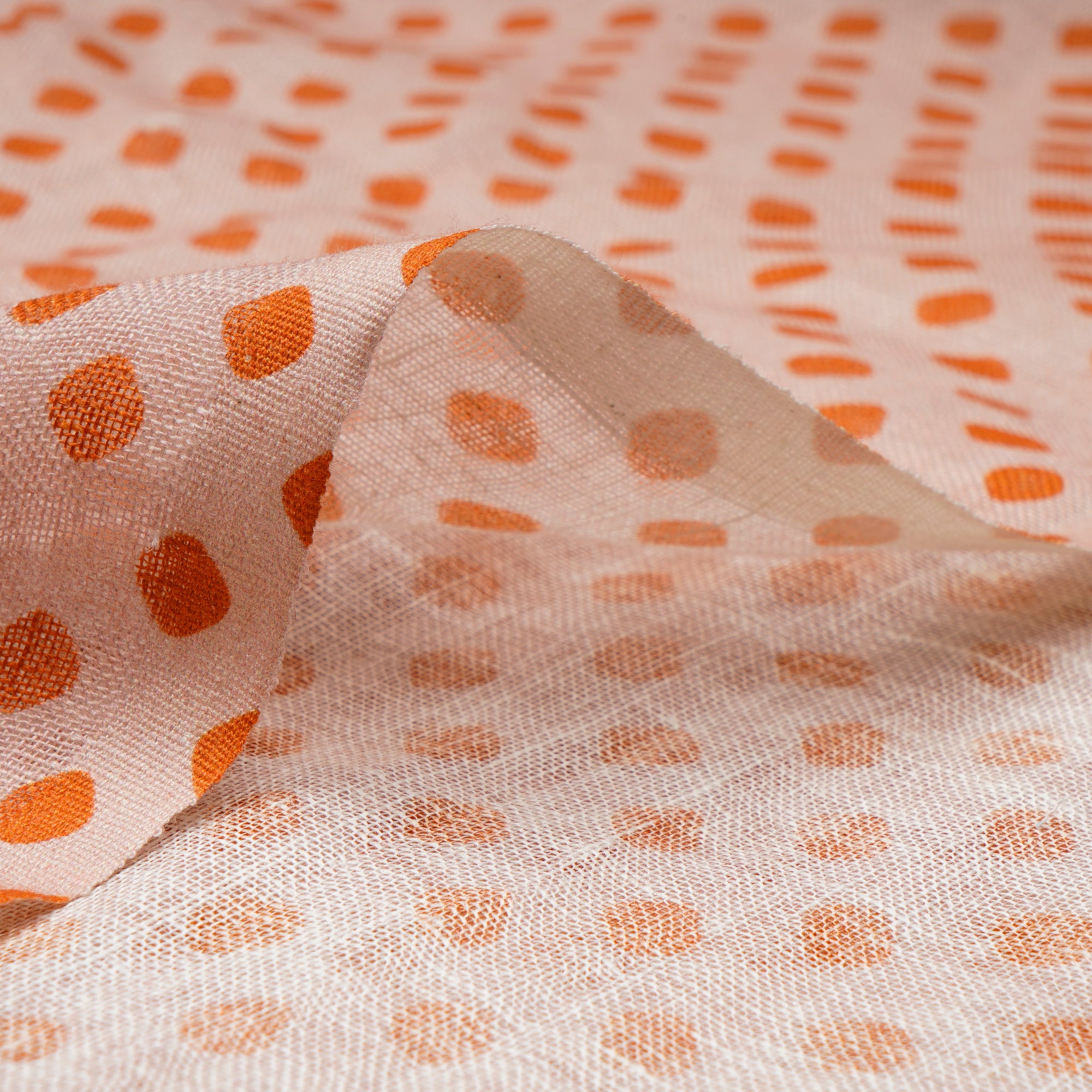 Orange All Over Pattern Digital Print Gauge Linen Fabric