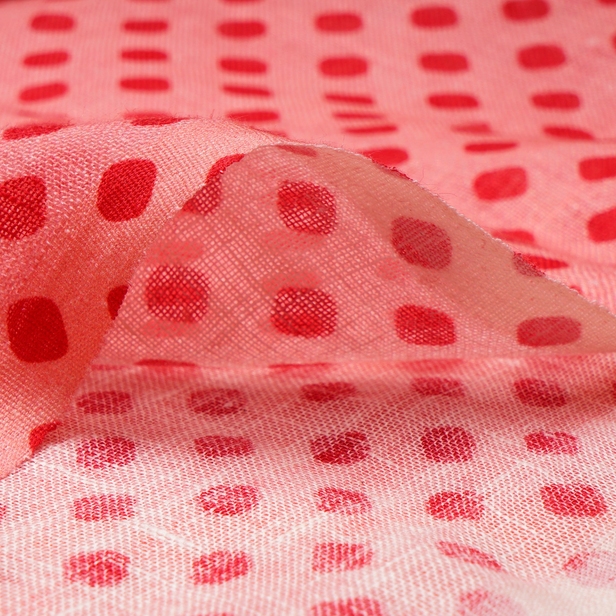 Deep Pink All Over Pattern Digital Print Gauge Linen Fabric