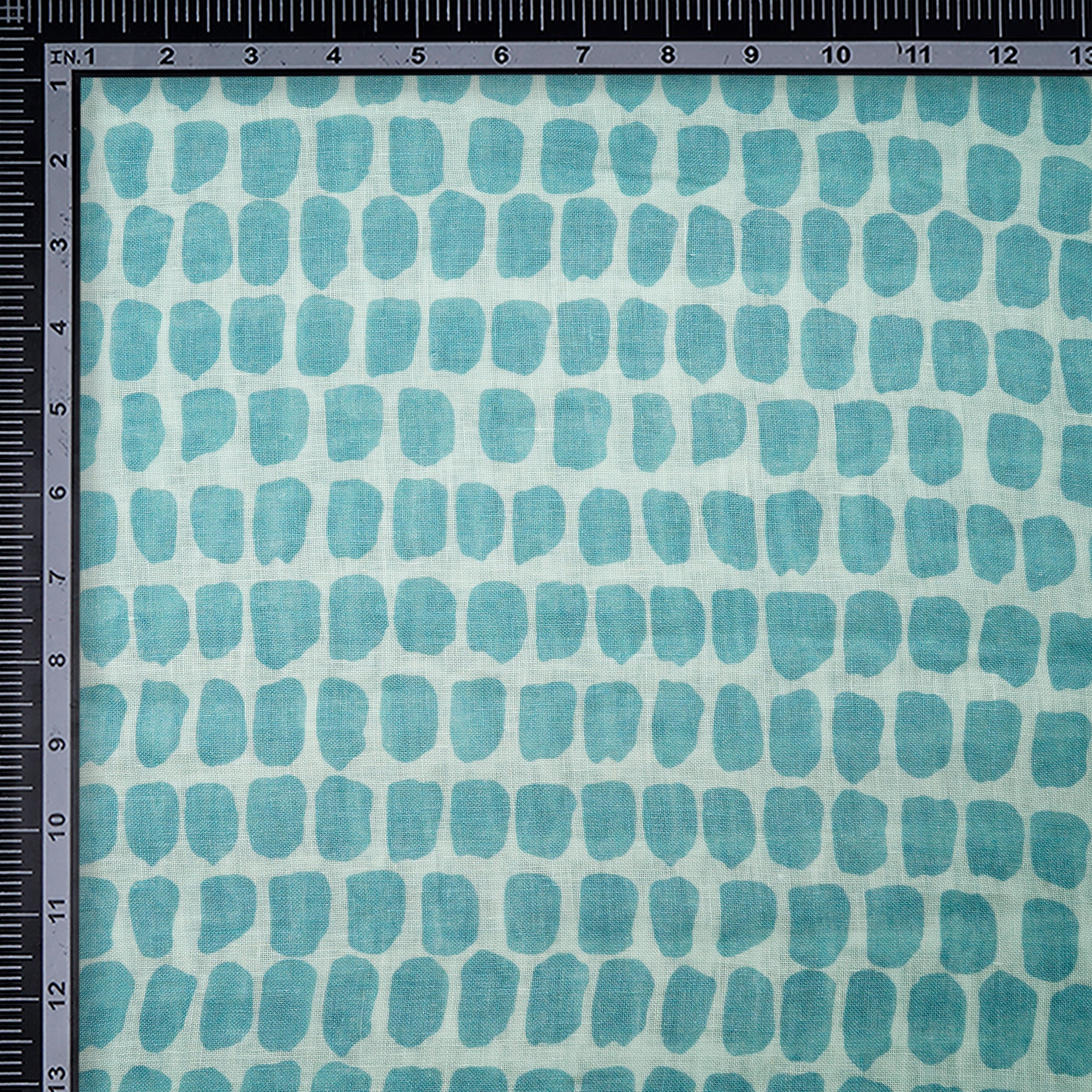 Aqua All Over Pattern Digital Print Gauge Linen Fabric