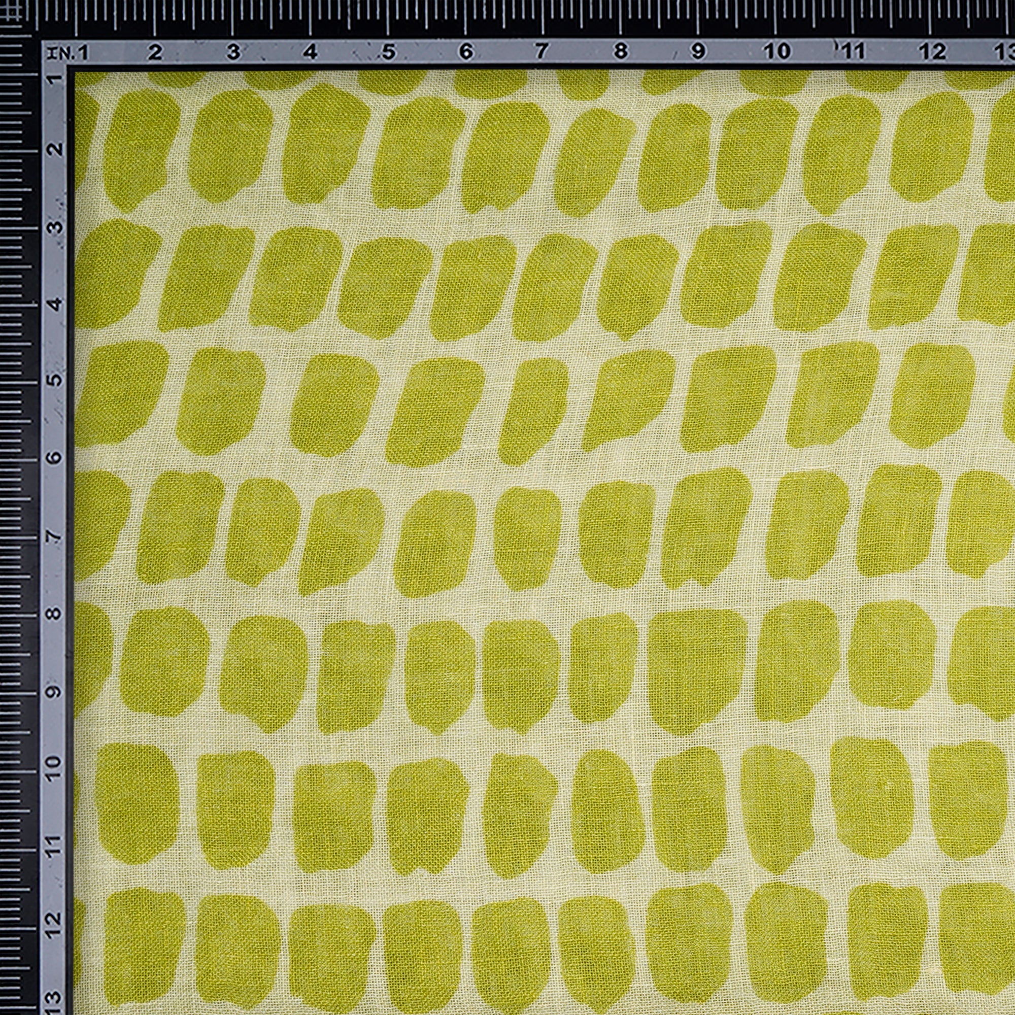 Lime Green All Over Pattern Digital Print Gauge Linen Fabric