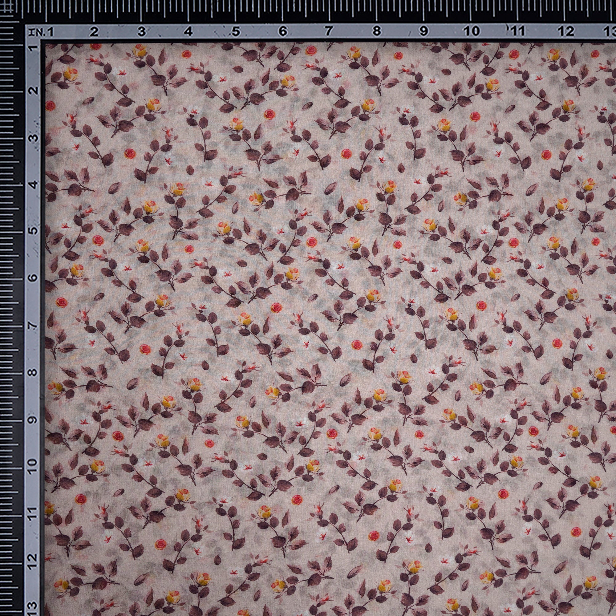 White Sand Floral Pattern Digital Print Wrinkle Cotton Fabric