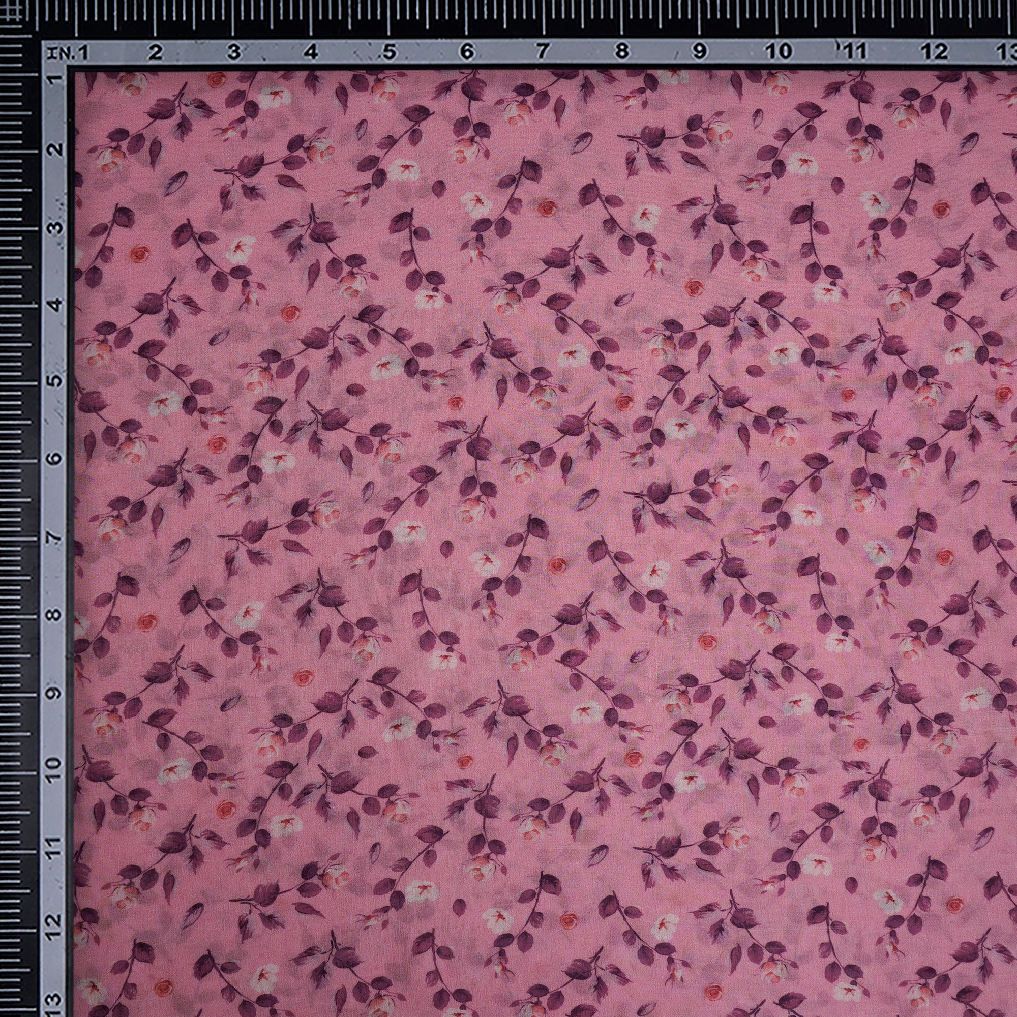 Baby Pink Floral Pattern Digital Print Wrinkle Cotton Fabric