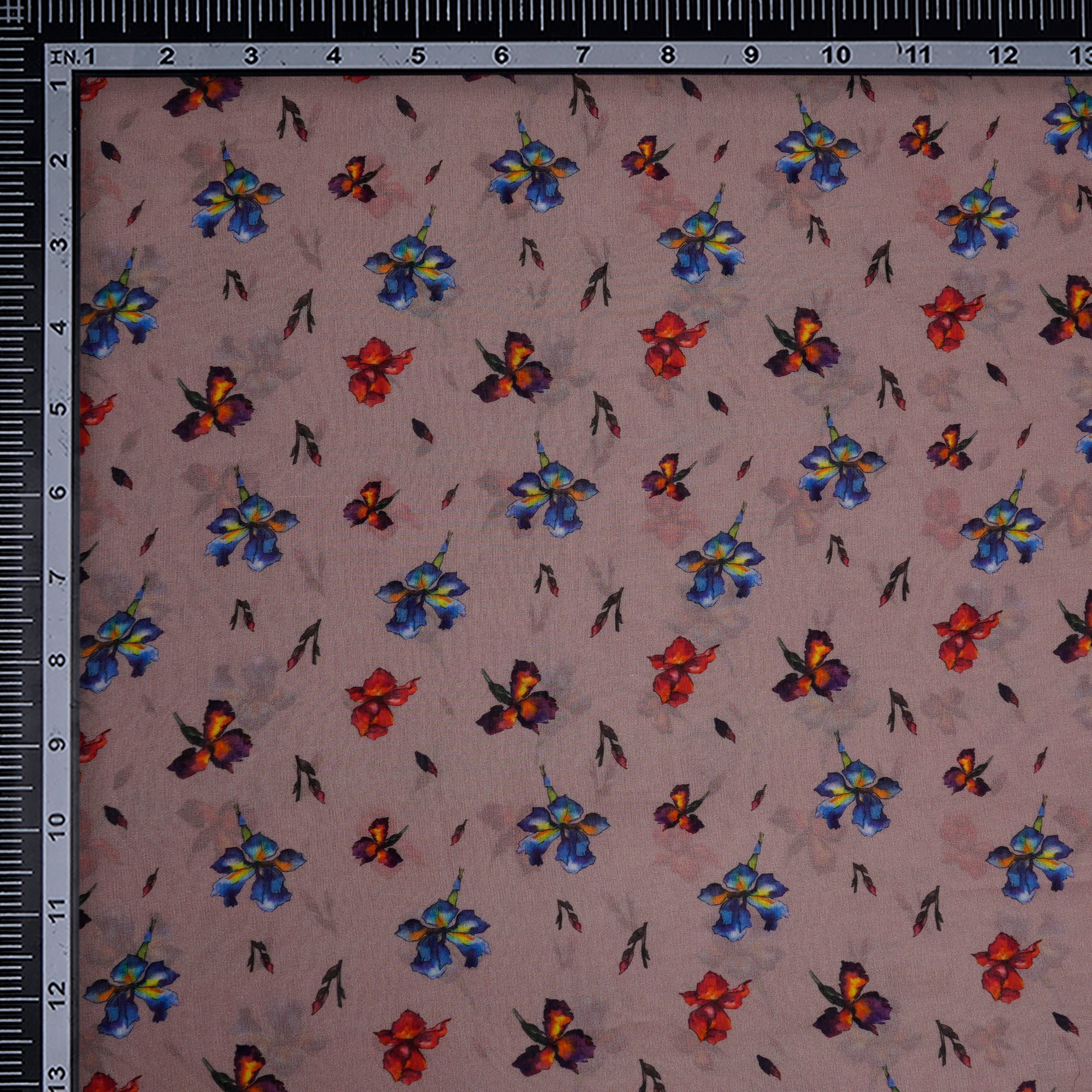 Baby Pink Floral Pattern Digital Print Wrinkle Cotton Fabric
