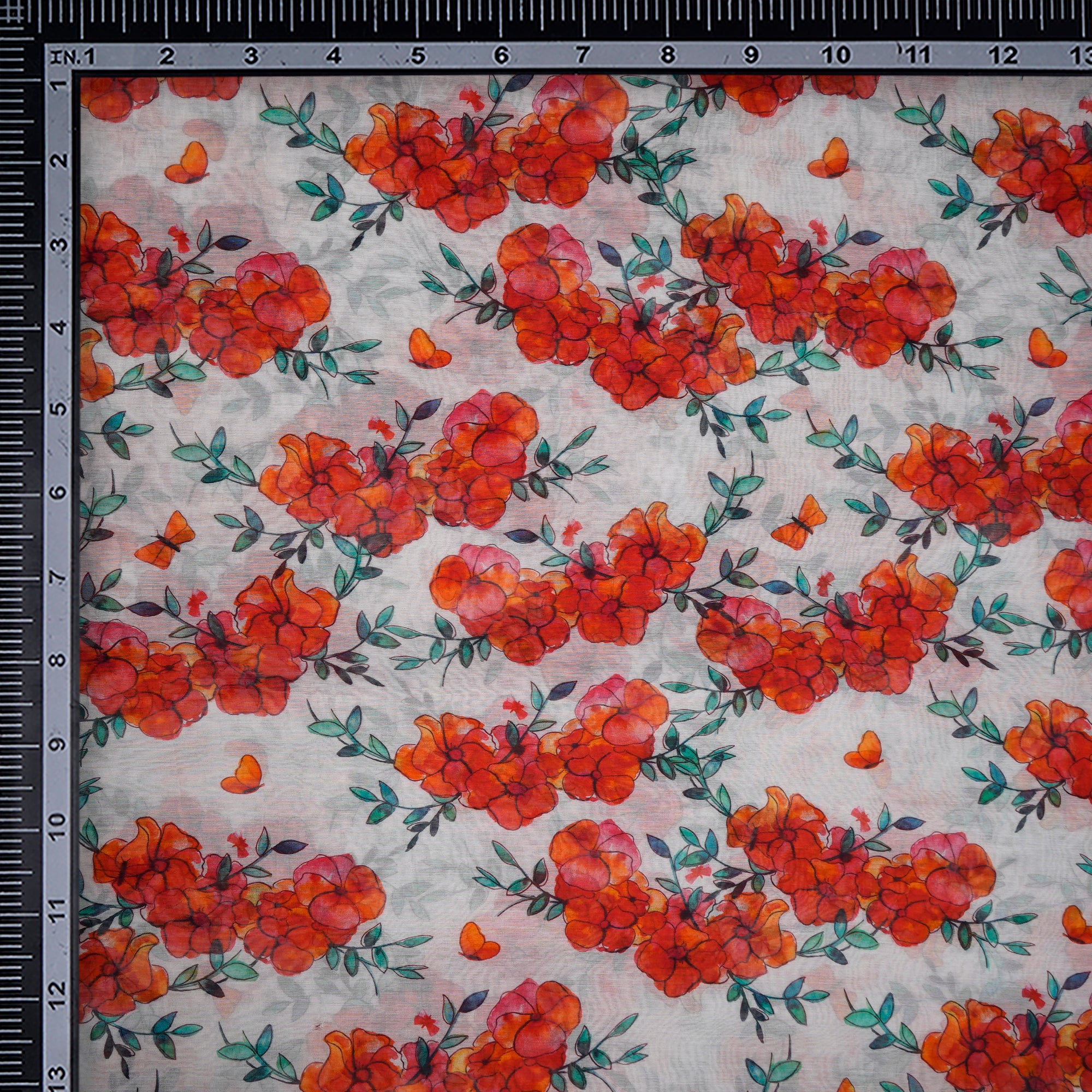 Baby Pink Floral Pattern Digital Print Fine Chanderi Fabric