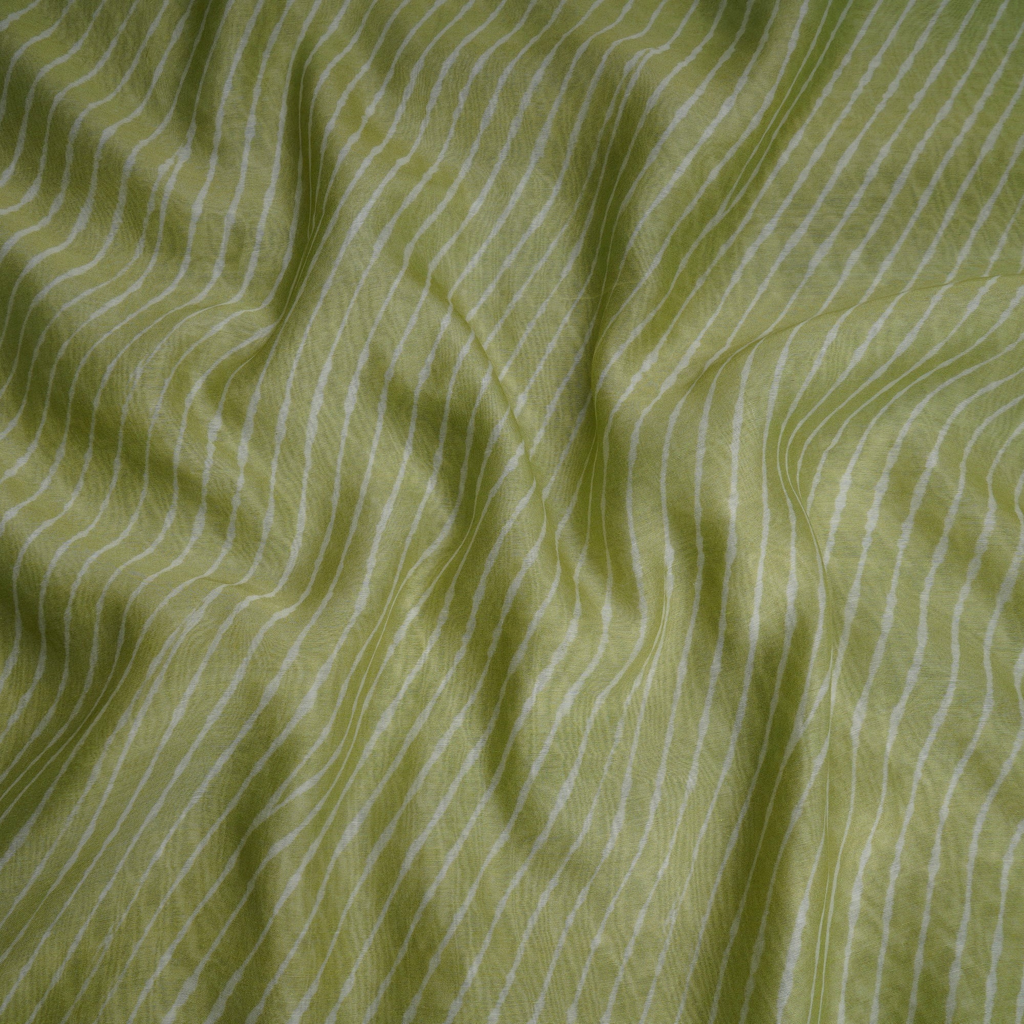 Light Green Color Digital Printed Pure Chanderi Fabric