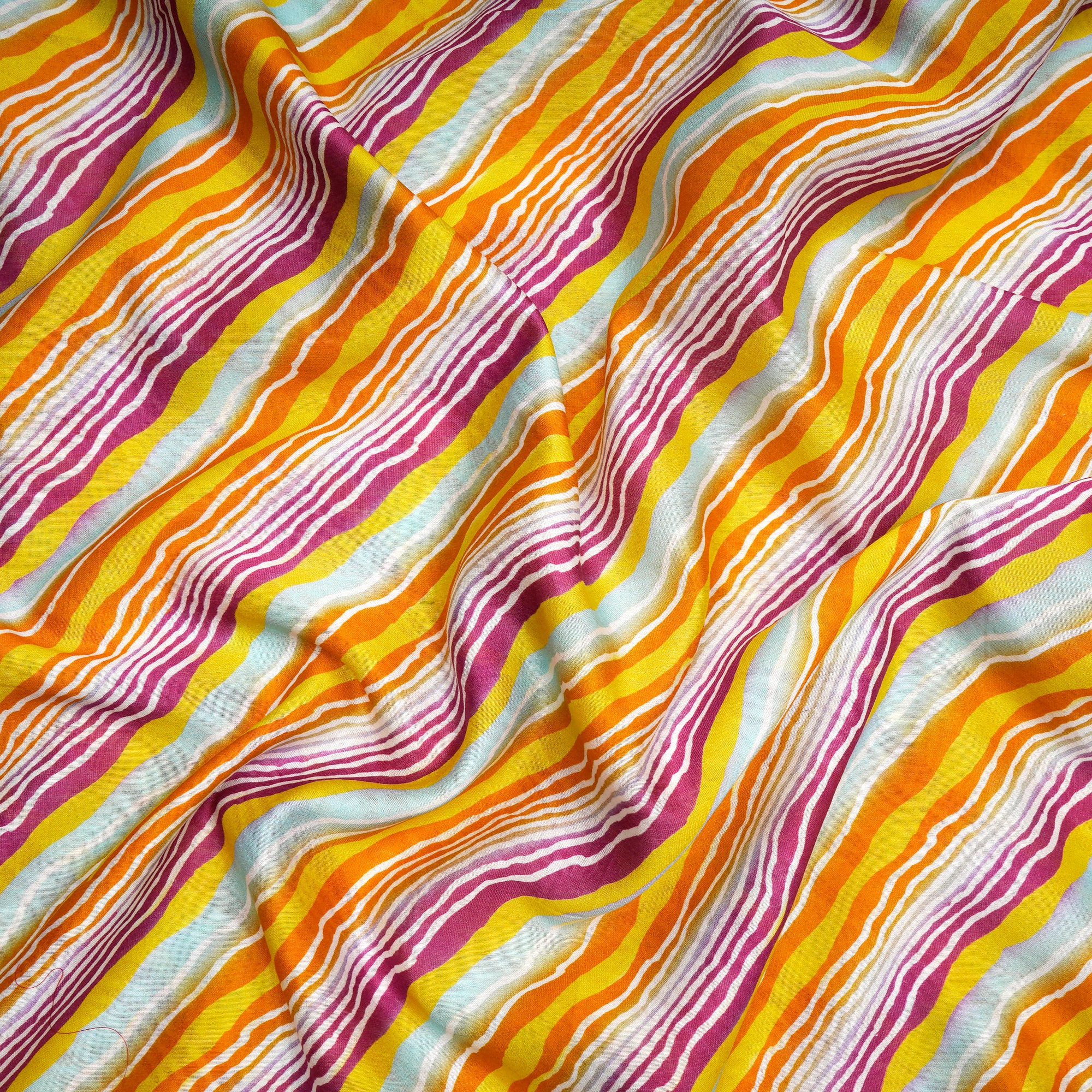 Multi Color Lehariya Pattern Digital Print Chanderi Fabric
