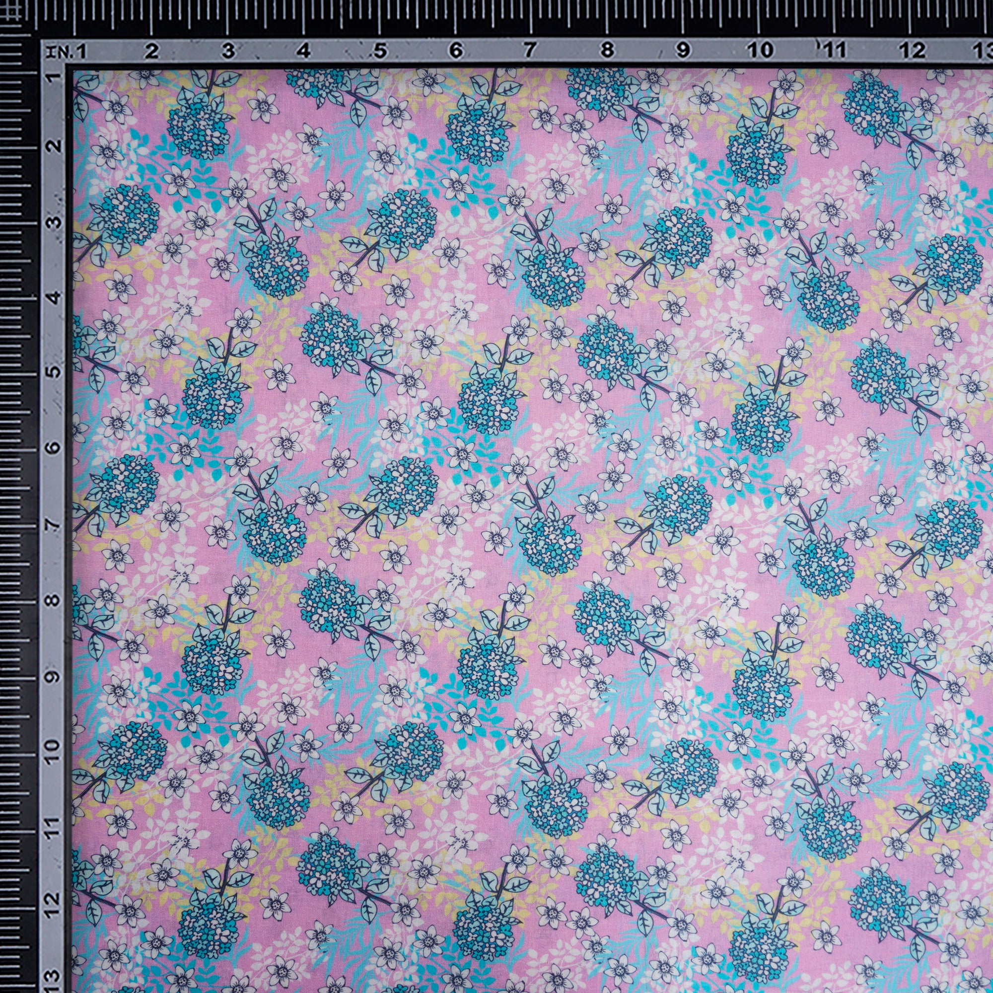 Pink-Blue Color Digital Printed Muslin Cotton Fabric