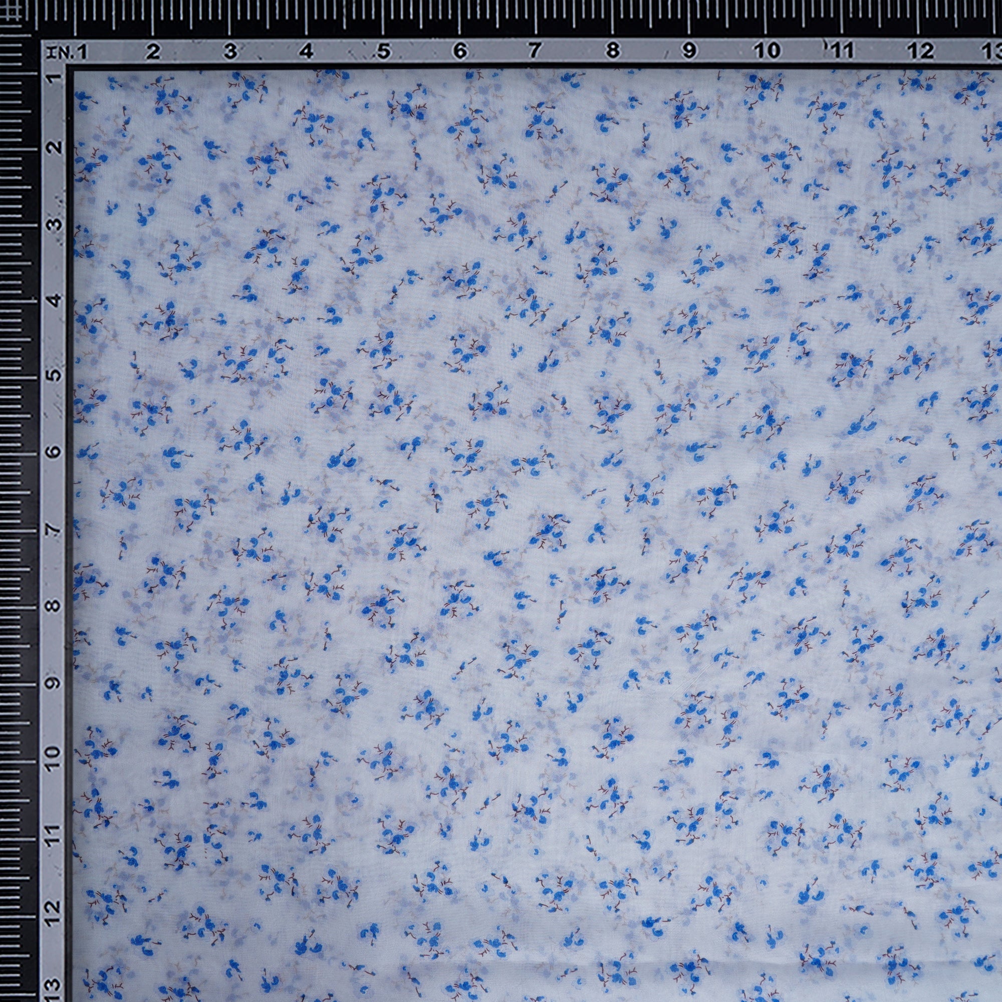 Blue Color Digital Printed Viscose Organza Fabric