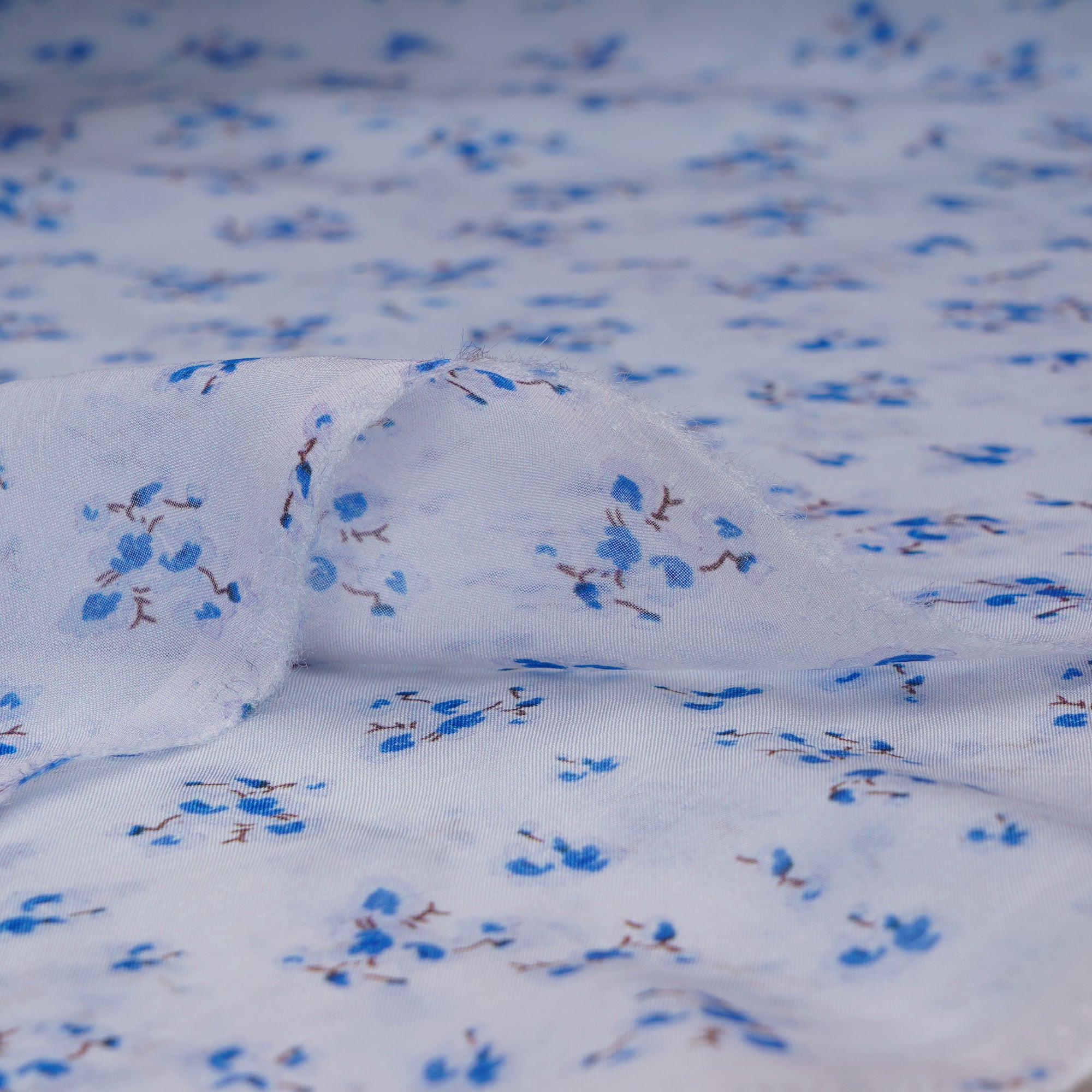 Blue Color Digital Printed Viscose Organza Fabric