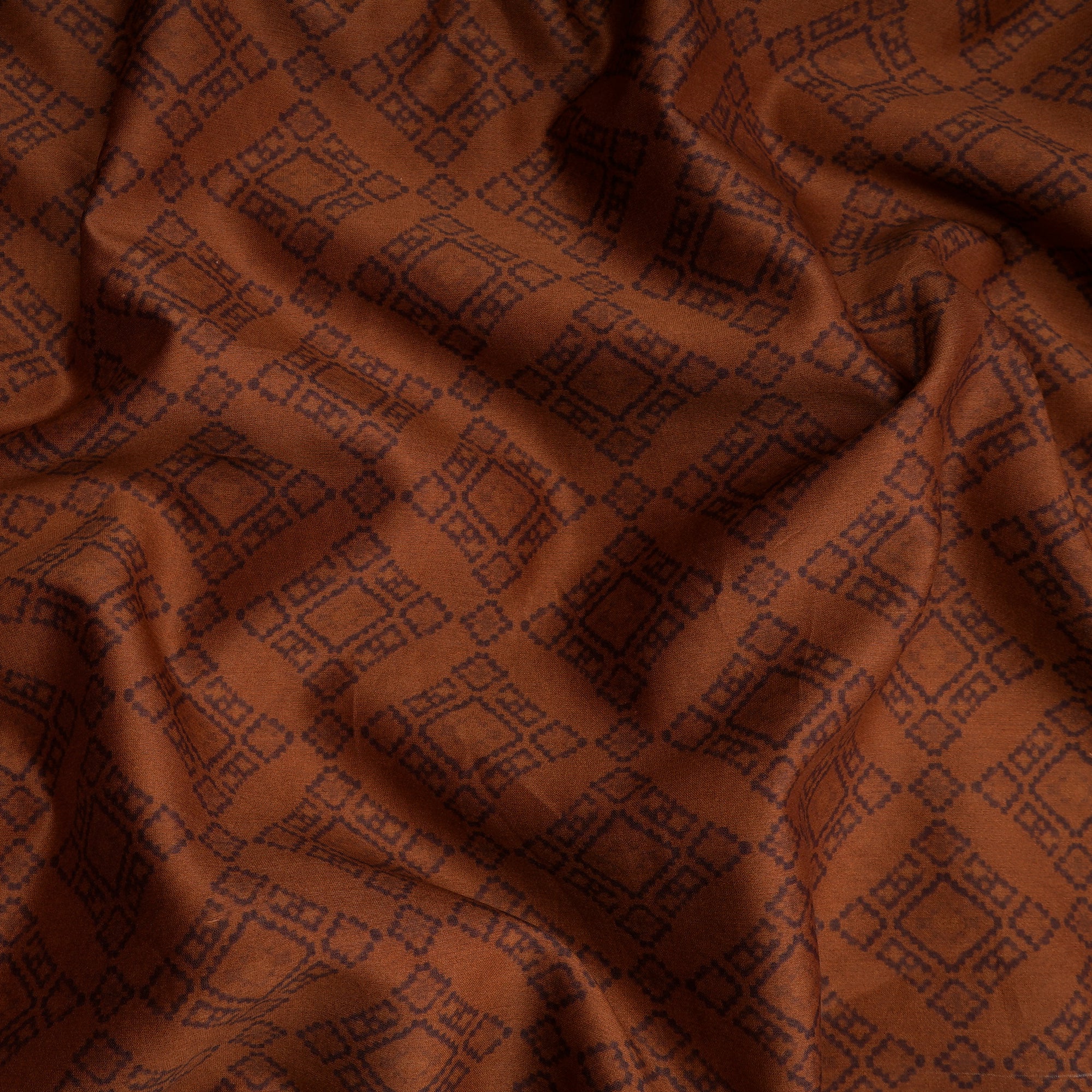 Brown Color Digital Printed Pure Chanderi Fabric