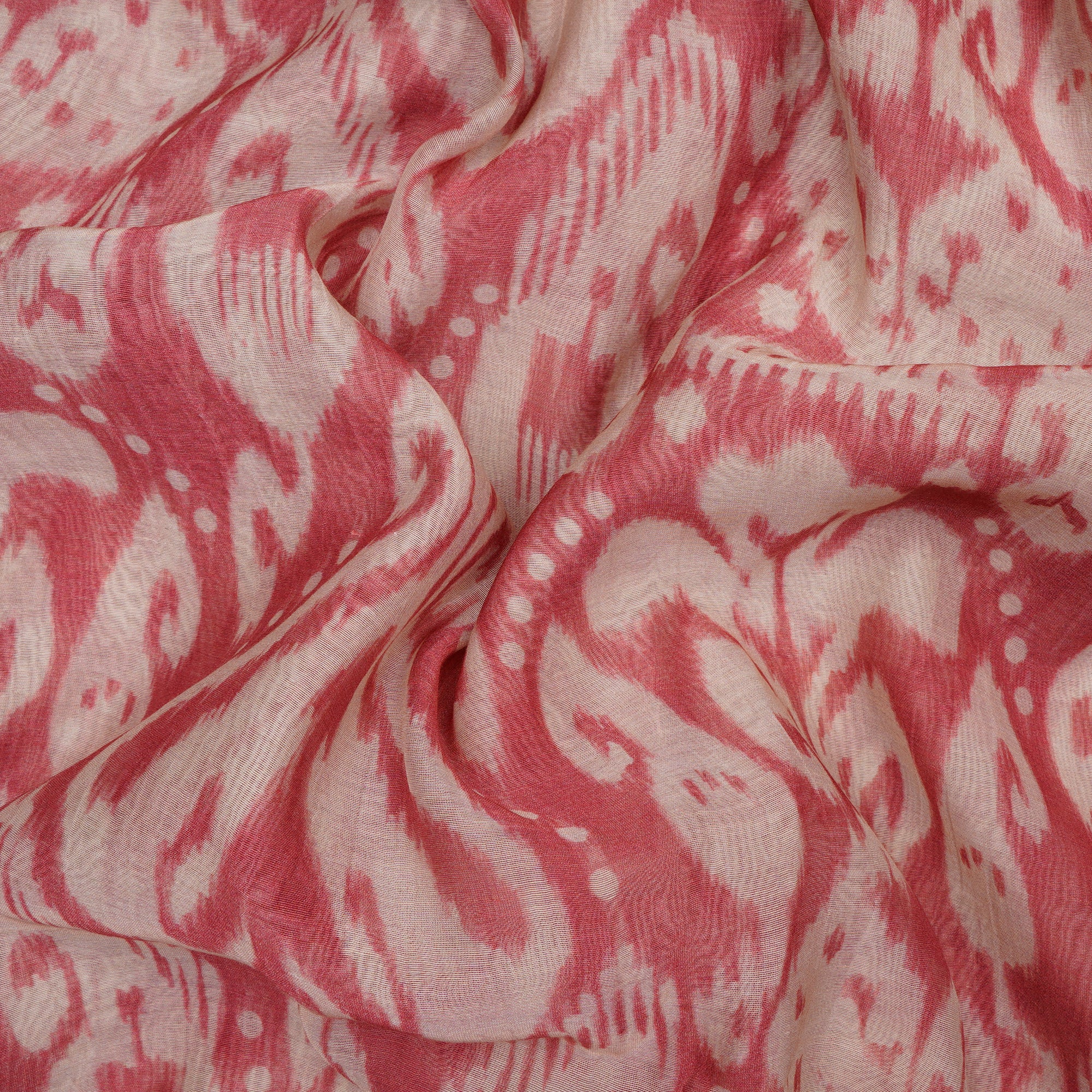 Desert Rose Ikat Pattern Digital Print Fine Chanderi Fabric
