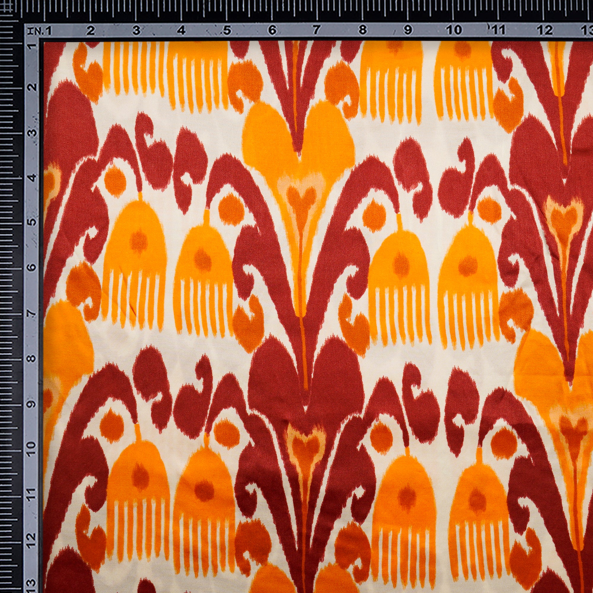 Multi Color Ikat Pattern Digital Print Modal Satin Fabric