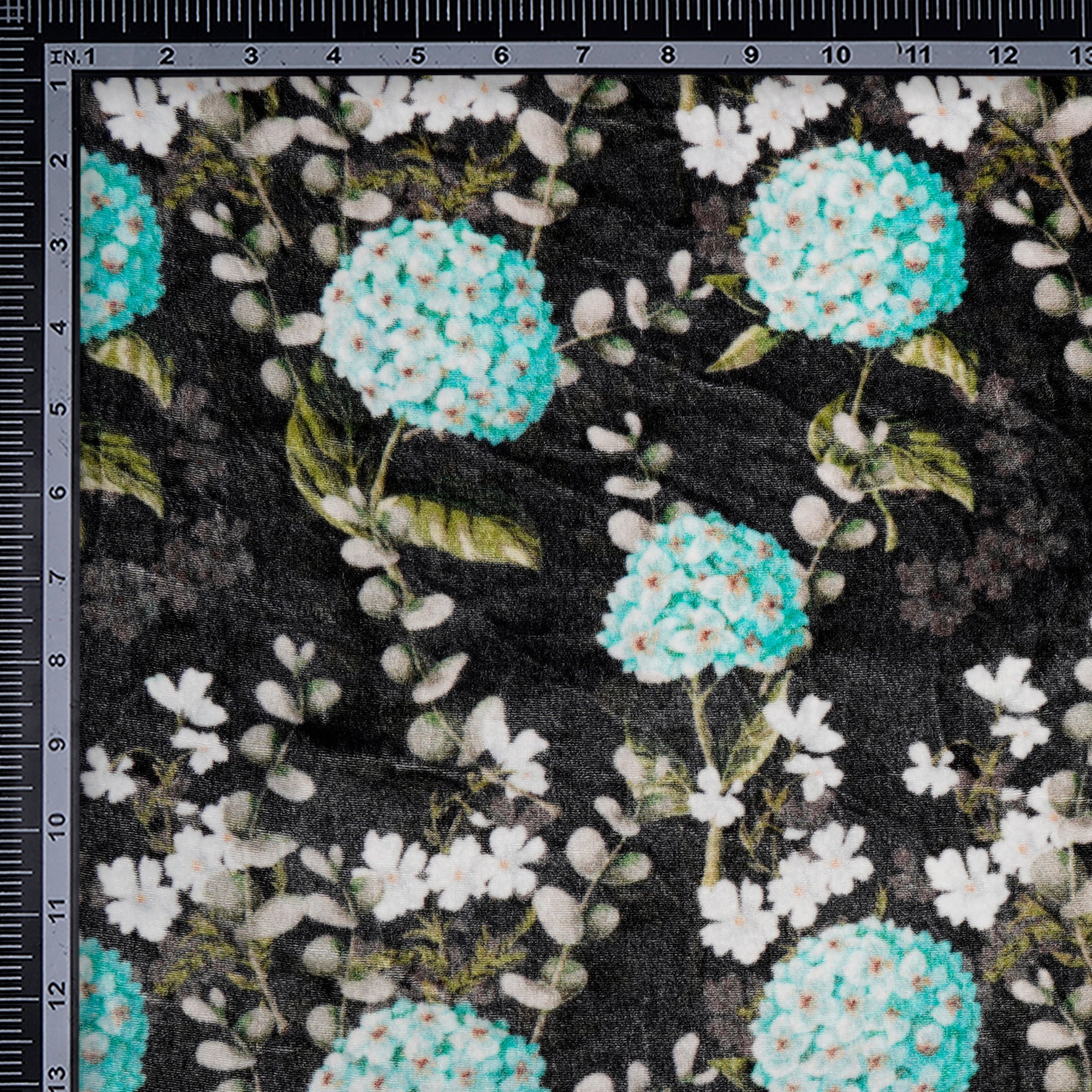 Multi Color Floral Pattern Digital Print Silk Velvet Febric