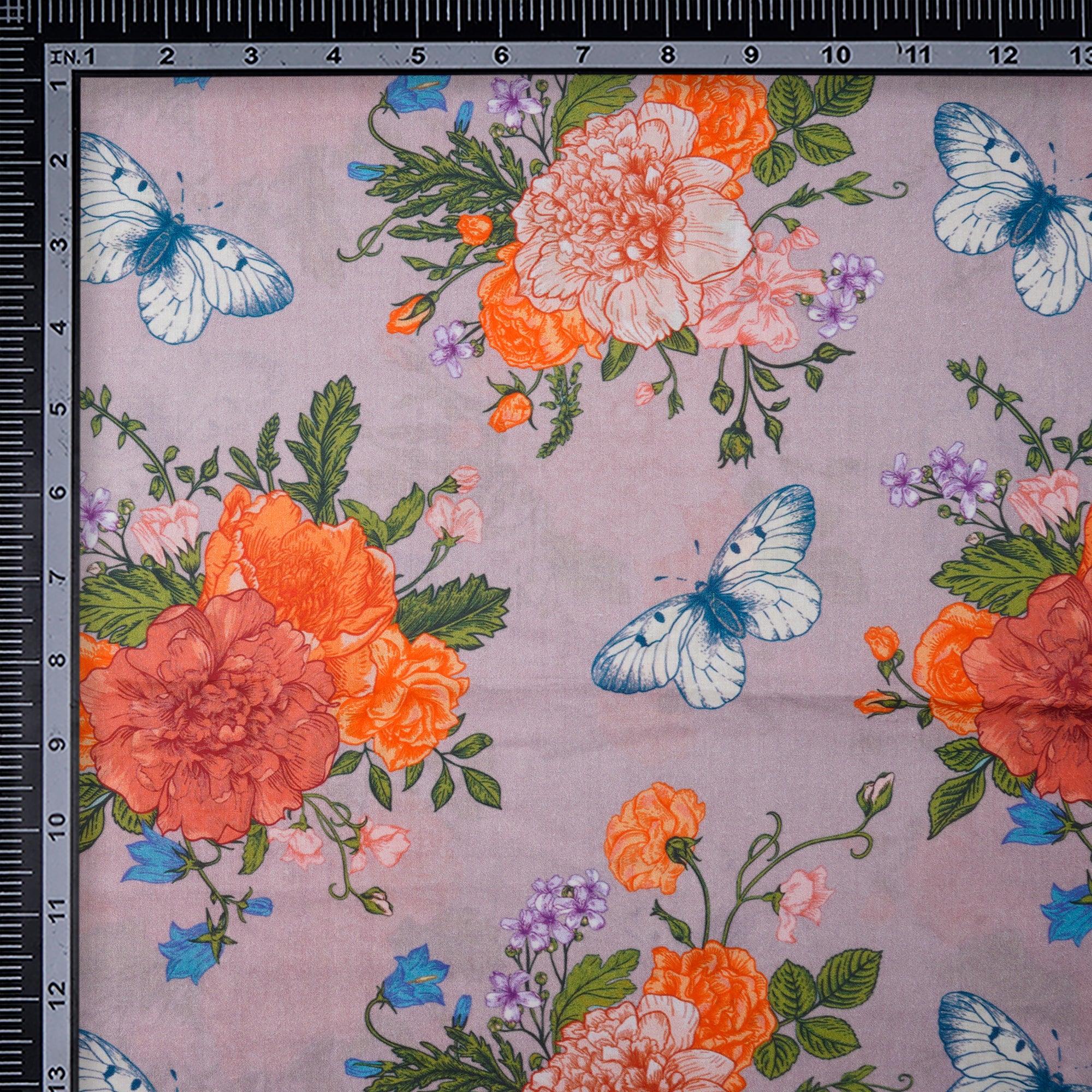 Lavender Floral Pattern Digital Print Cambric Fabric
