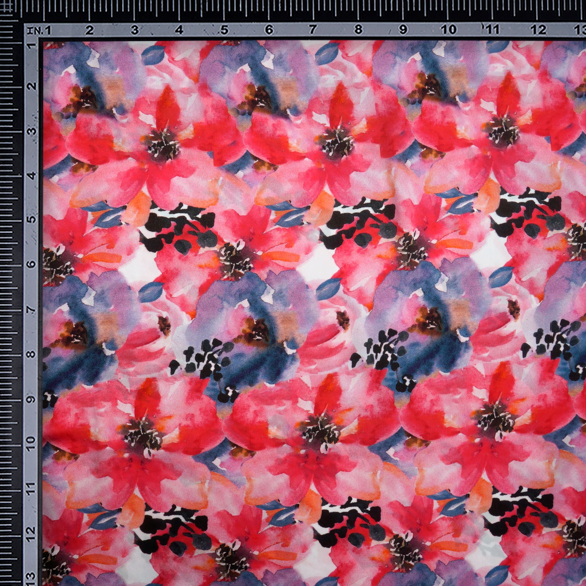 Pink Floral Pattern Digital Print Modal Satin Fabric