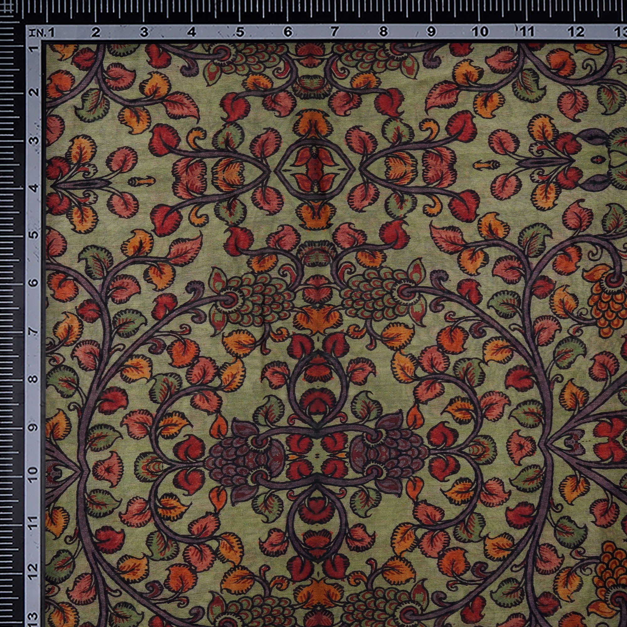 Tendril Floral Pattern Digital Print Chanderi Fabric