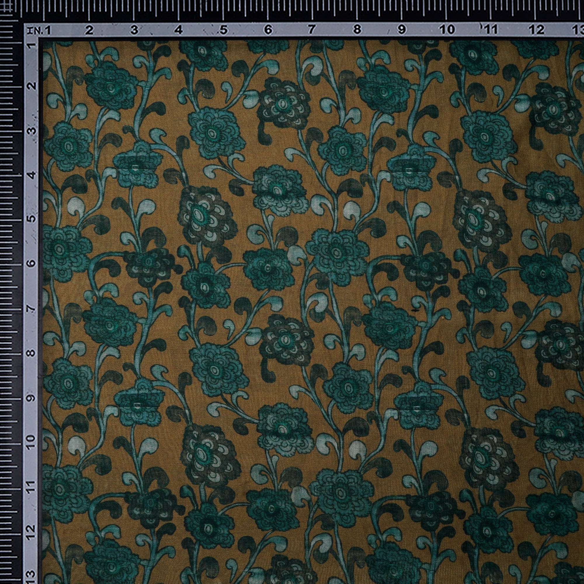 Nutria Floral Pattern Digital Print Chanderi Fabric