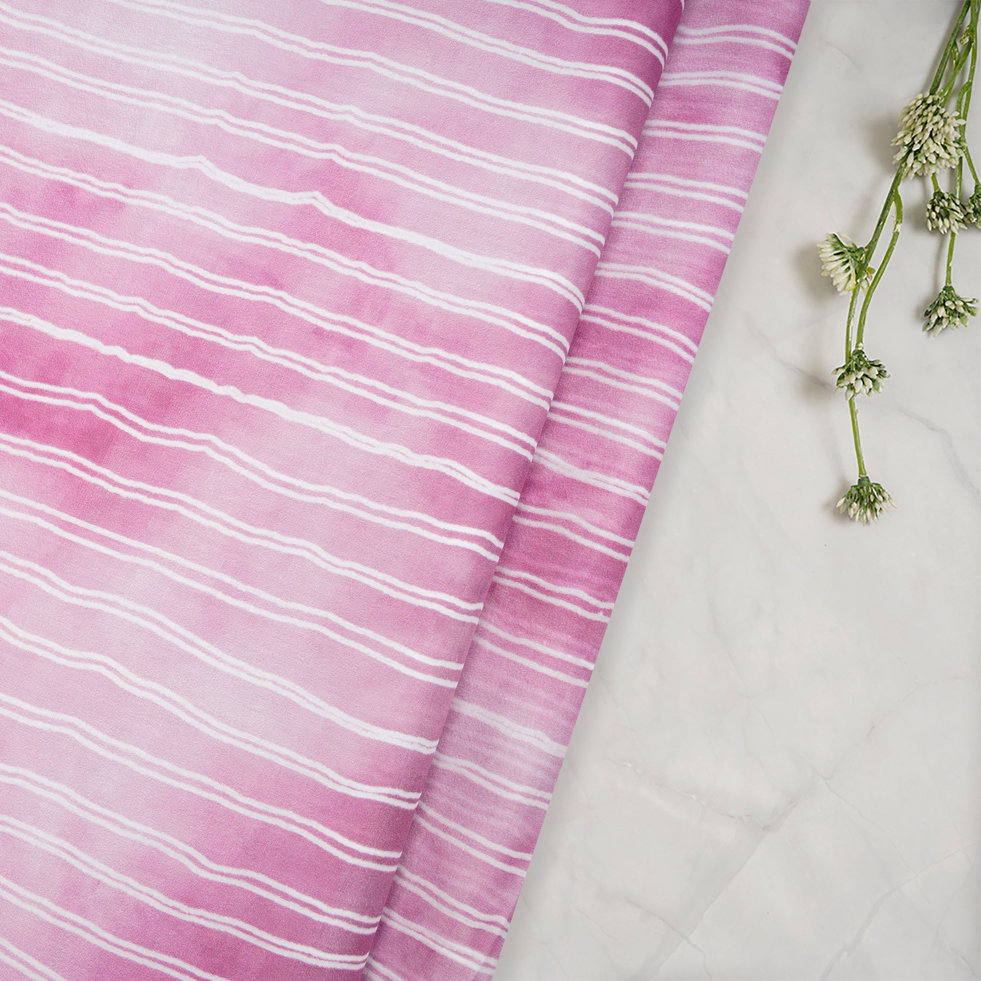 Pink Stripe Pattern Digital Print Premium Cotton Lawn Fabric