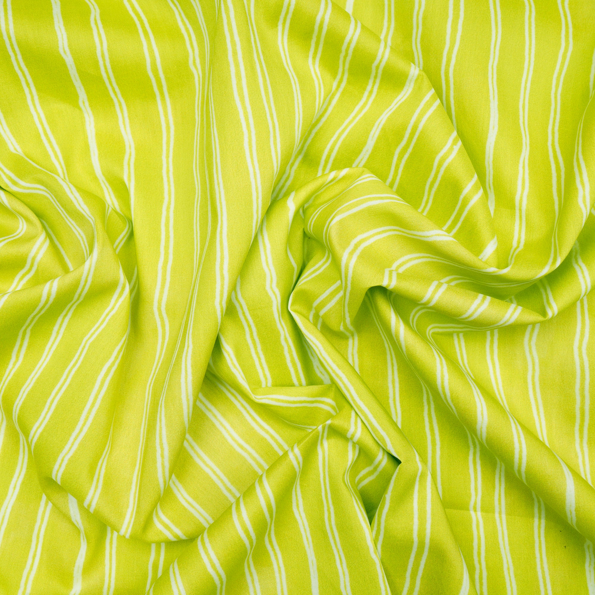 Parrot Green Stripe Pattern Digital Print Lawn Fabric