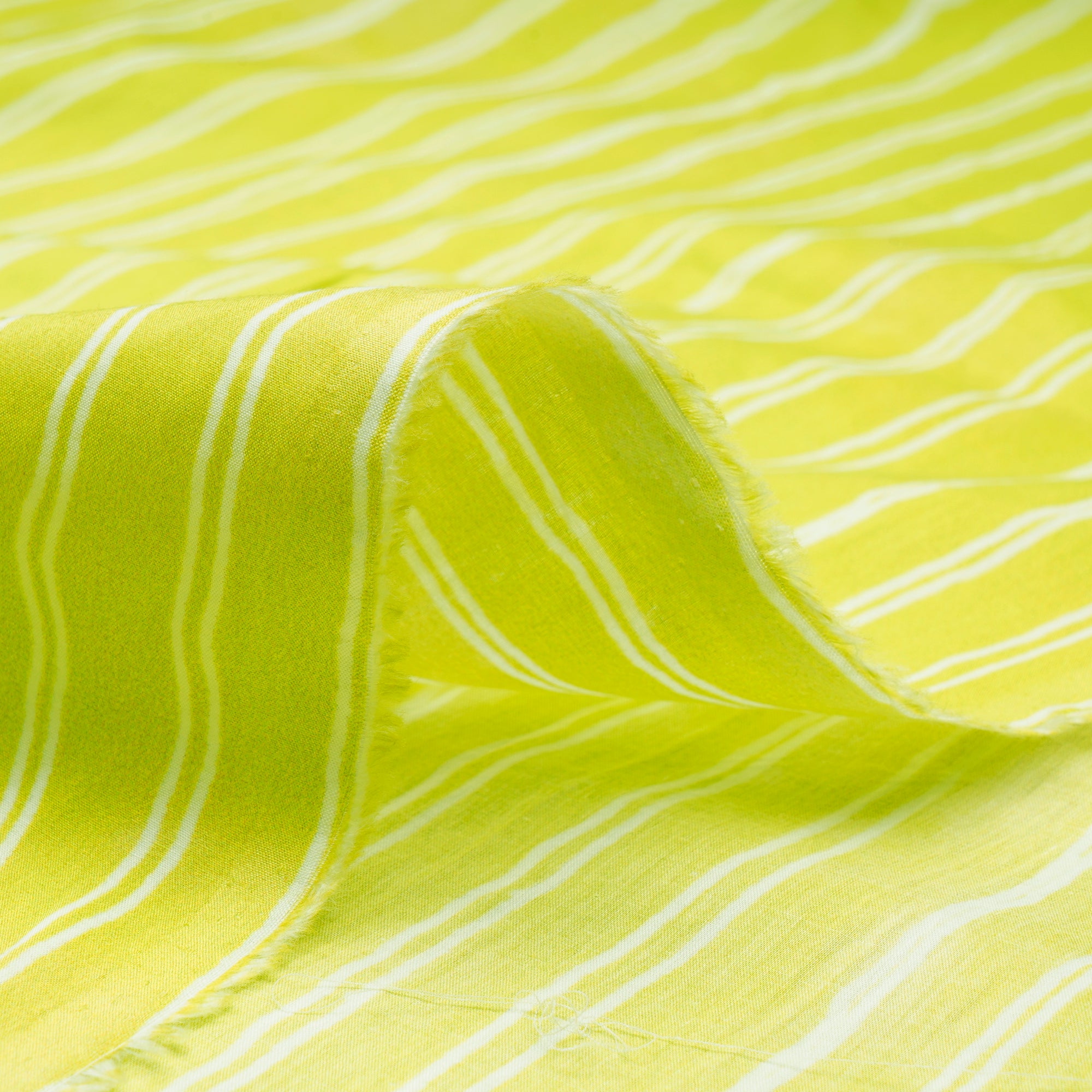 Parrot Green Stripe Pattern Digital Print Lawn Fabric