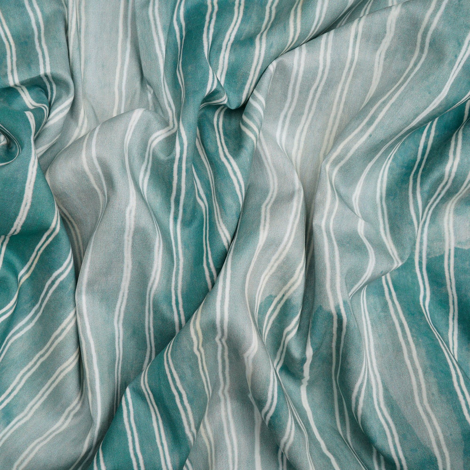 Sea Green Stripe Pattern Digital Print Premim Cotton Lawn Fabric