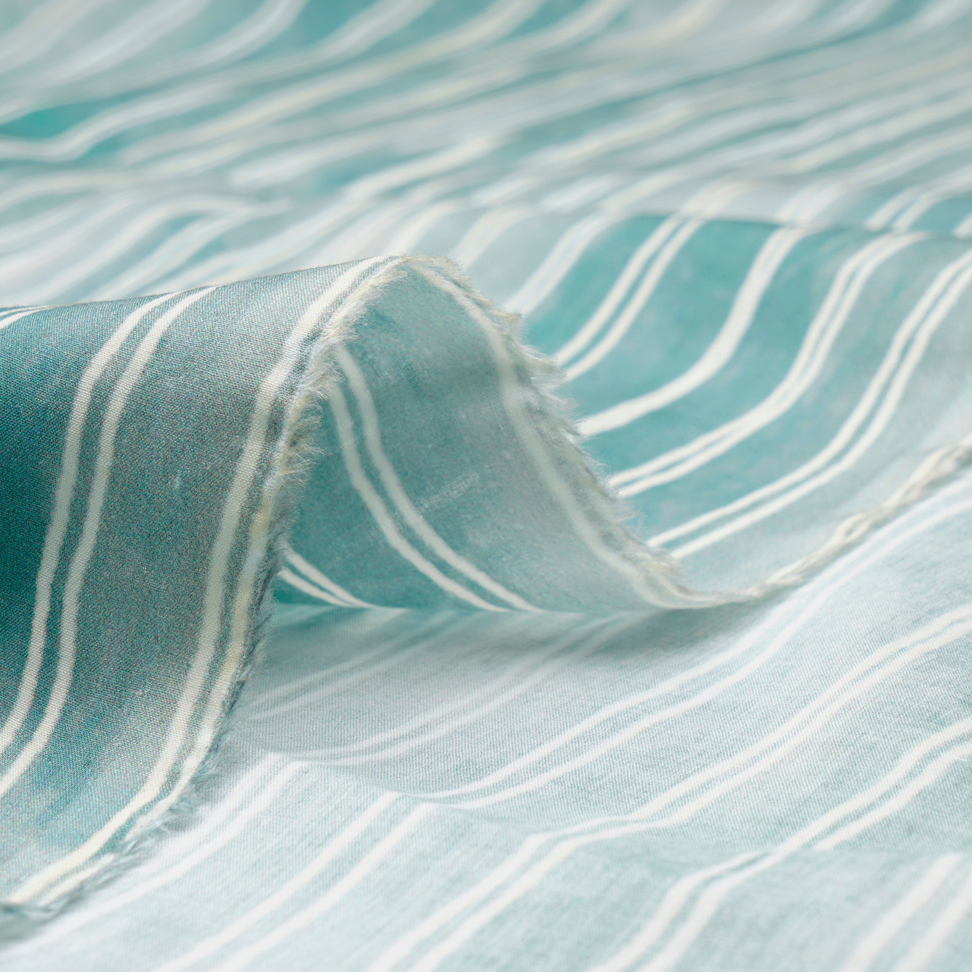 Sea Green Stripe Pattern Digital Print Premim Cotton Lawn Fabric