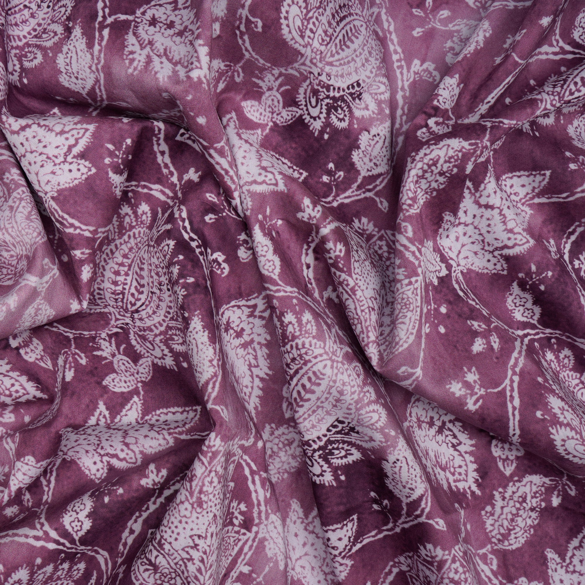 Bordeaux Floral Pattern Digital Print Lawn Fabric