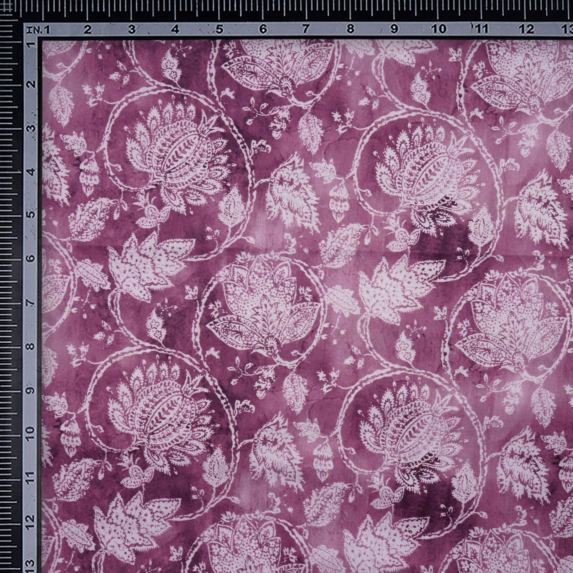 Bordeaux Floral Pattern Digital Print Lawn Fabric