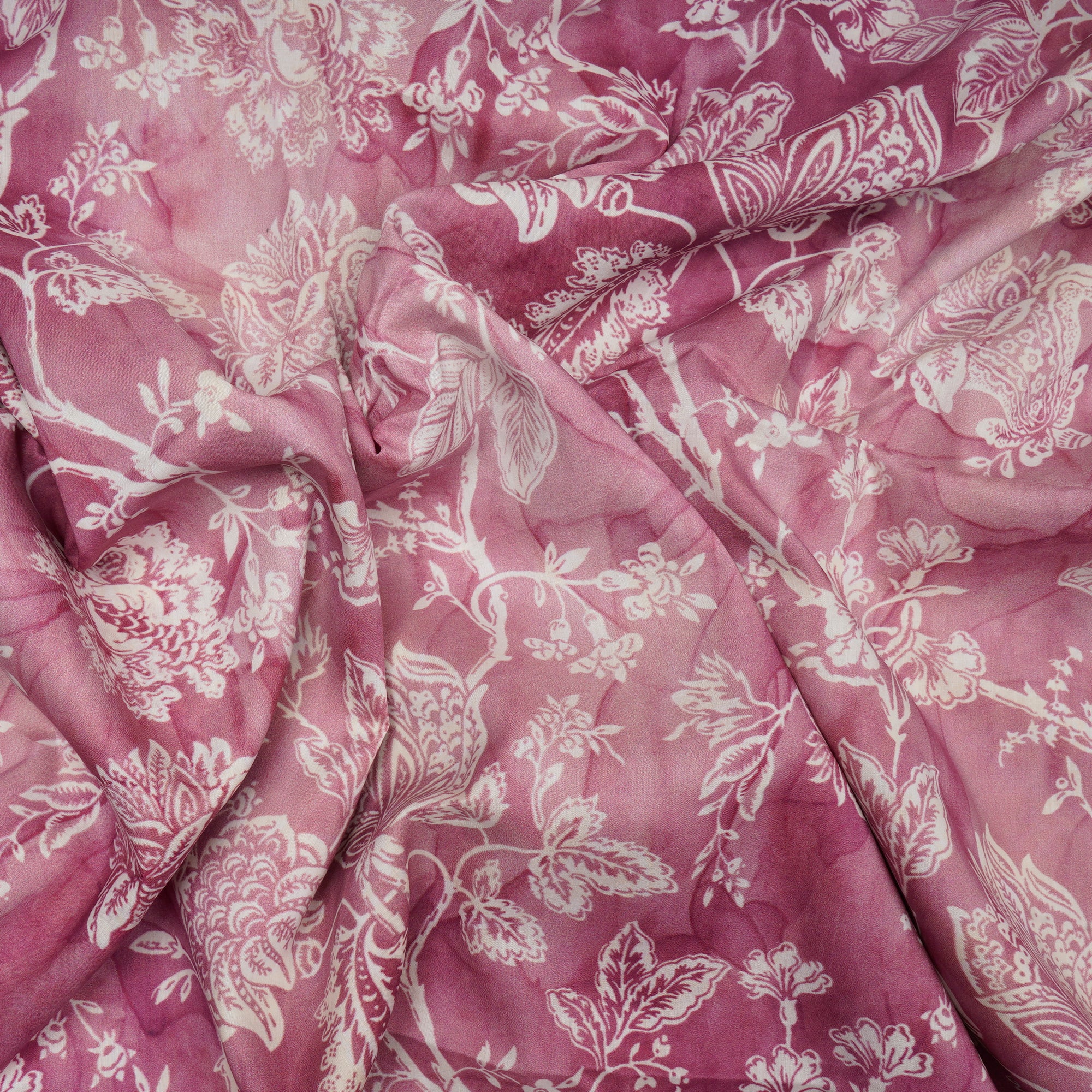 Pink Floral Pattern Digital Print Lawn Fabric