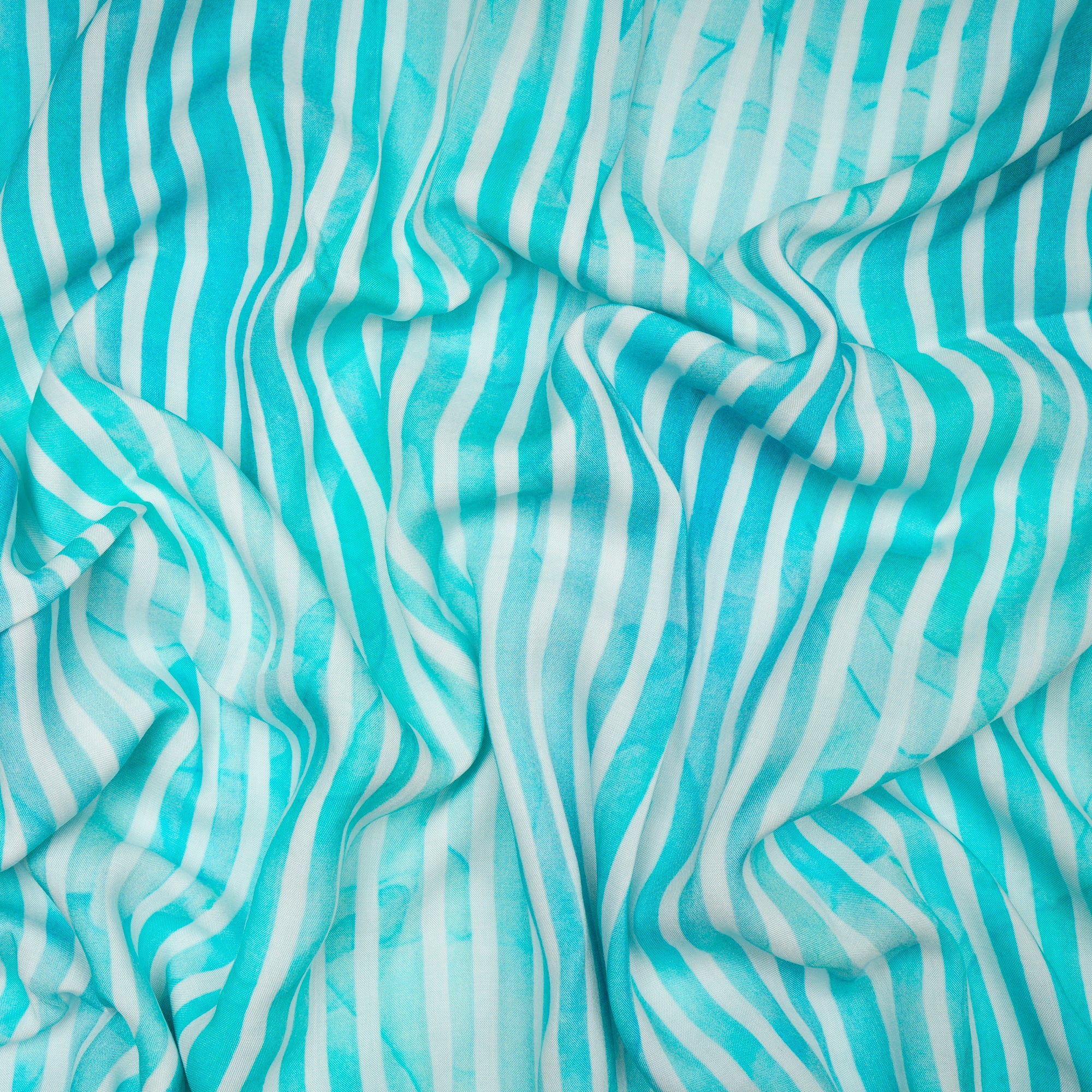 Sky Blue-White Stripe Pattern Digital Print Modal Fabric