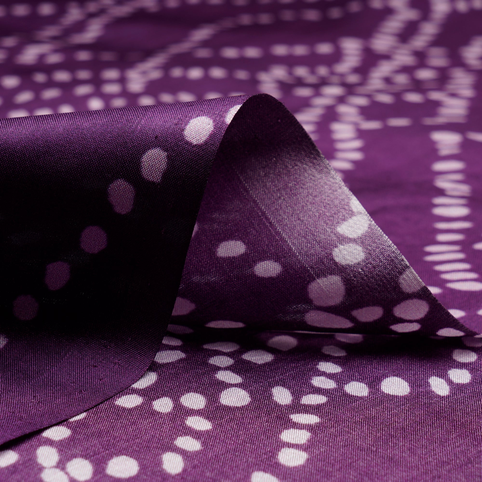 Purple All Over Pattern Digital Print Silk Fabric