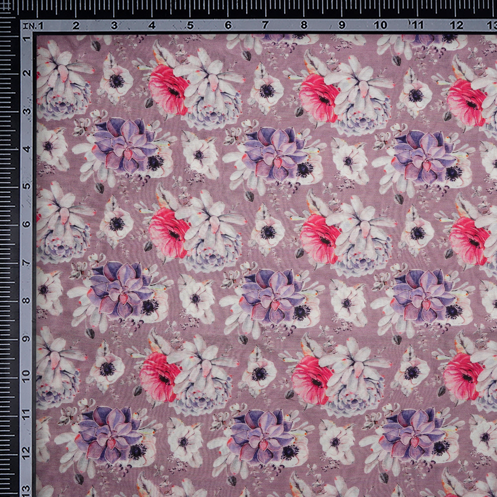 Toadstool Floral Pattern digital Print Chanderi Fabric