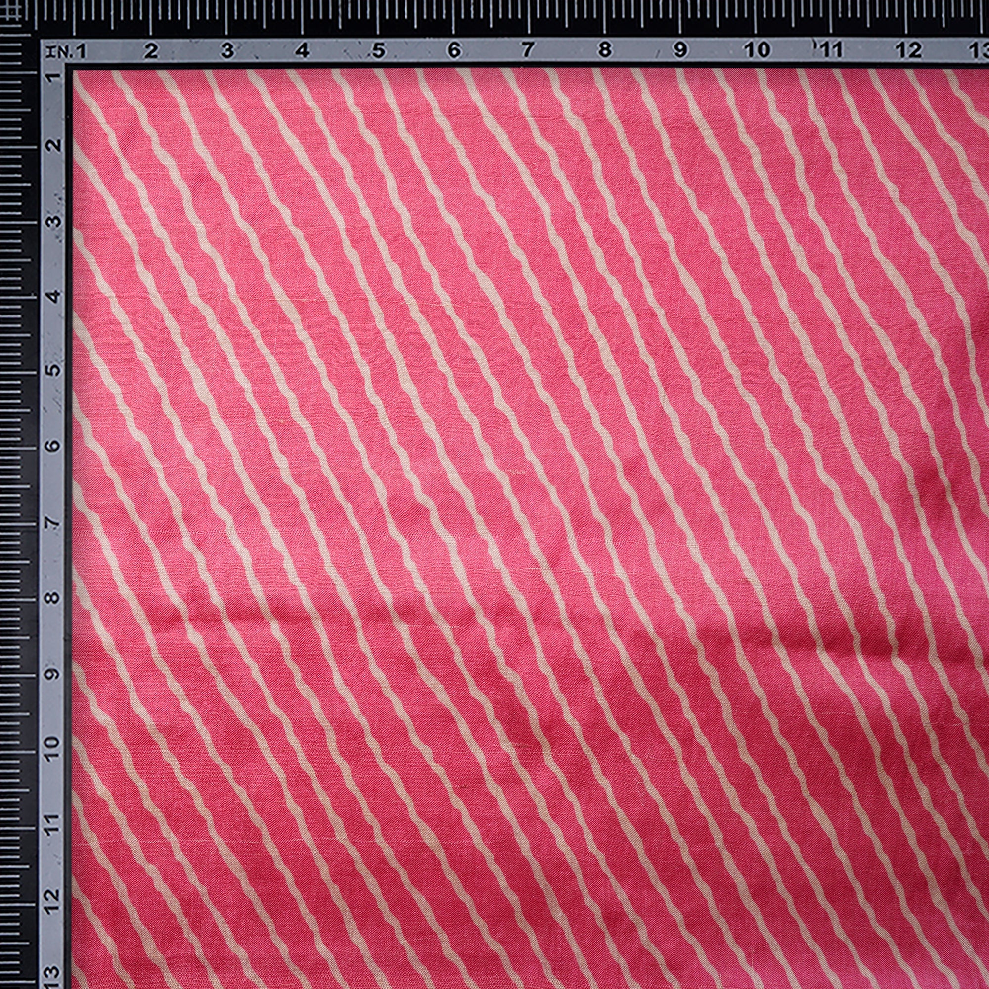 Pink Lehariya Pattern Digital Print Tusser Silk Fabric