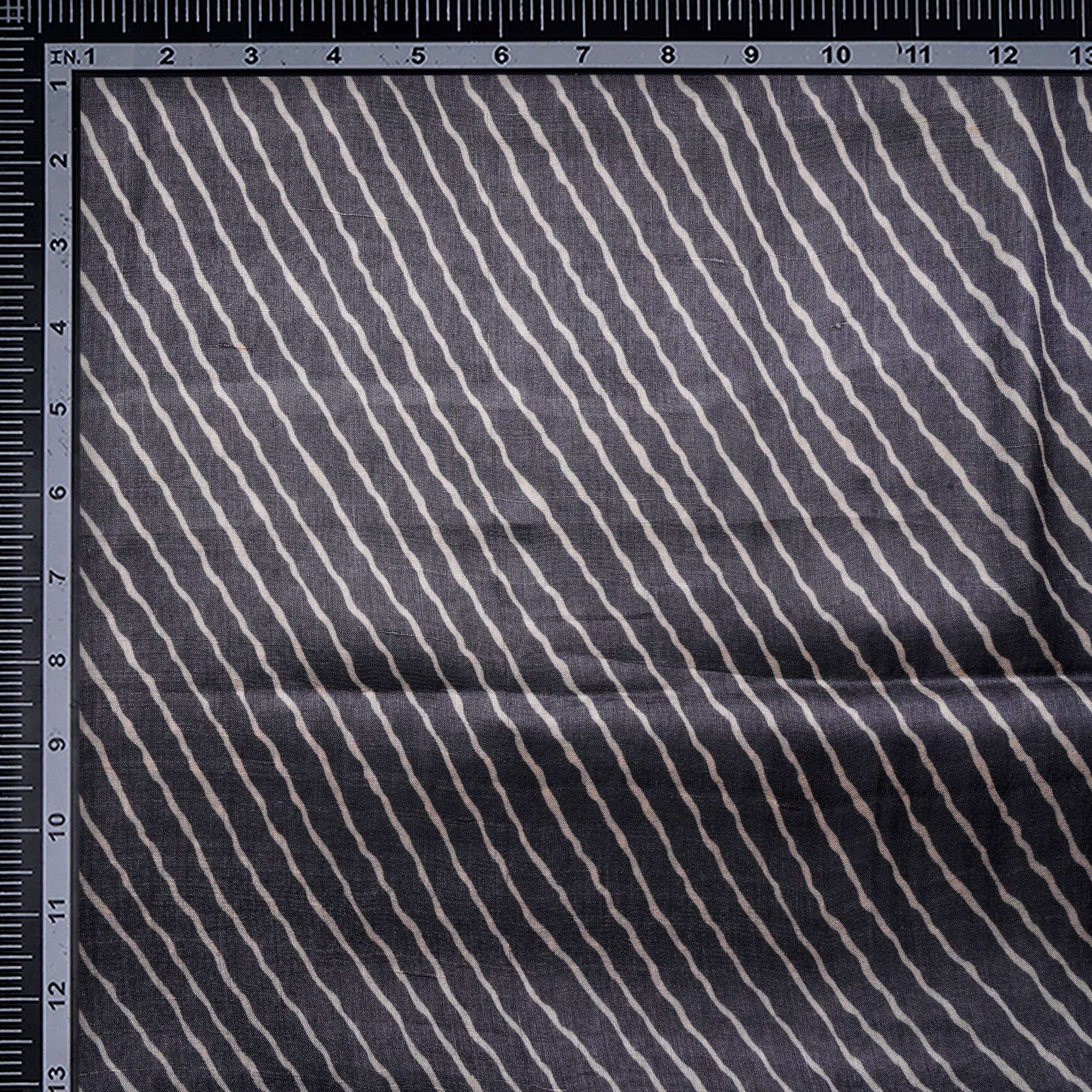 Black Lehariya Pattern Digital Print Tusser Silk Fabric