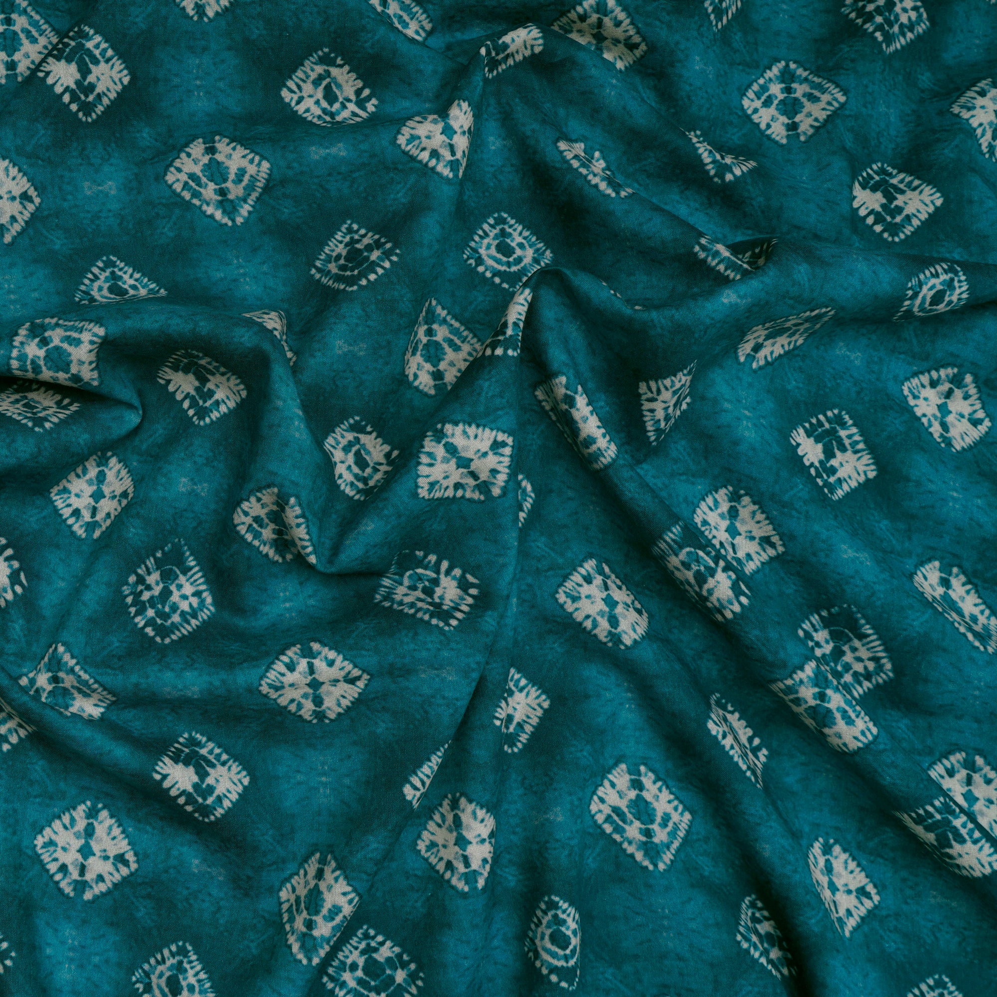 Enamel Blue Bandhani Pattern Digital Print Voile Cotton Fabric