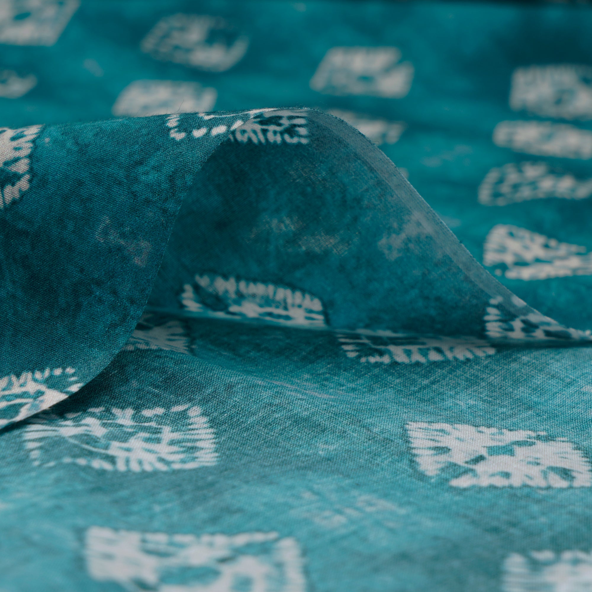 Enamel Blue Bandhani Pattern Digital Print Voile Cotton Fabric