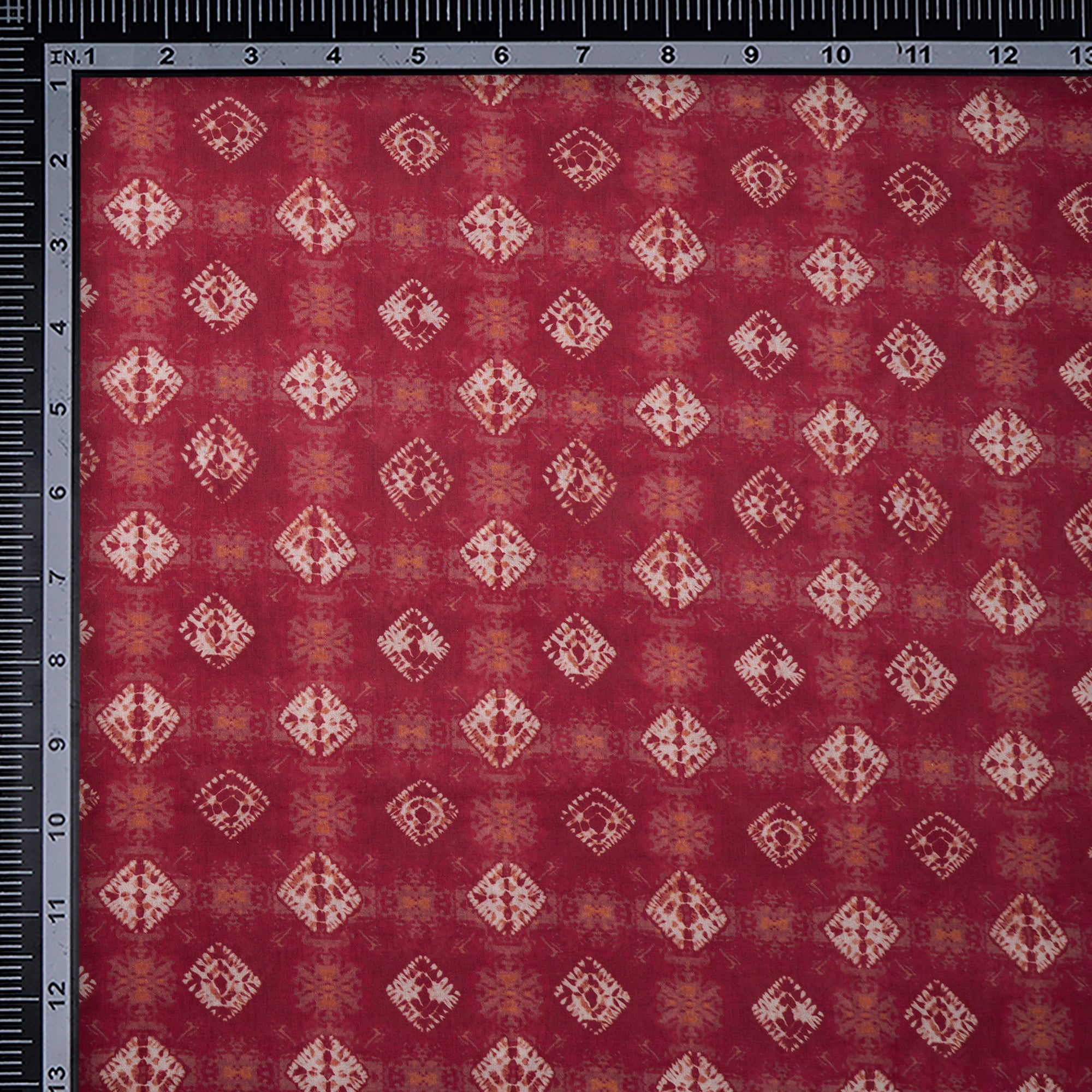 Raspberry Wine Bandhani Pattern Digital Print Voile Cotton Fabric