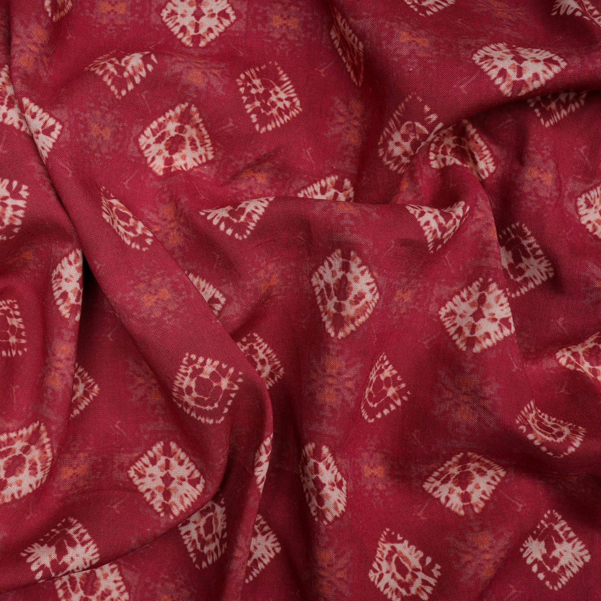 Maroon Bandhani Pattern Digital Print Fancy Linen Fabric