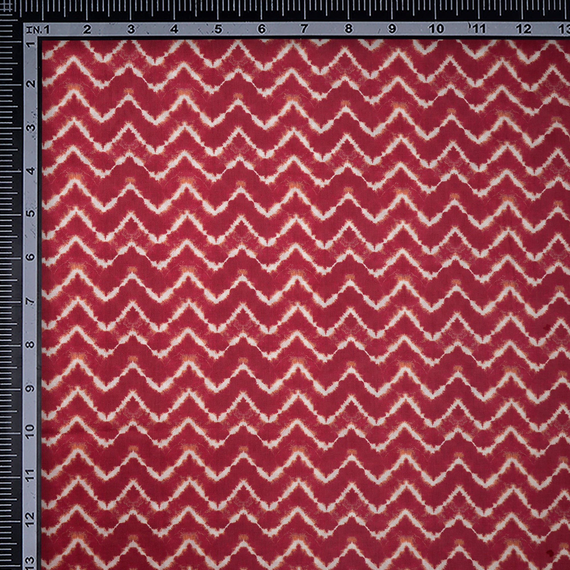 Claret Red Chevron Pattern Digital Print Cambric Fabric