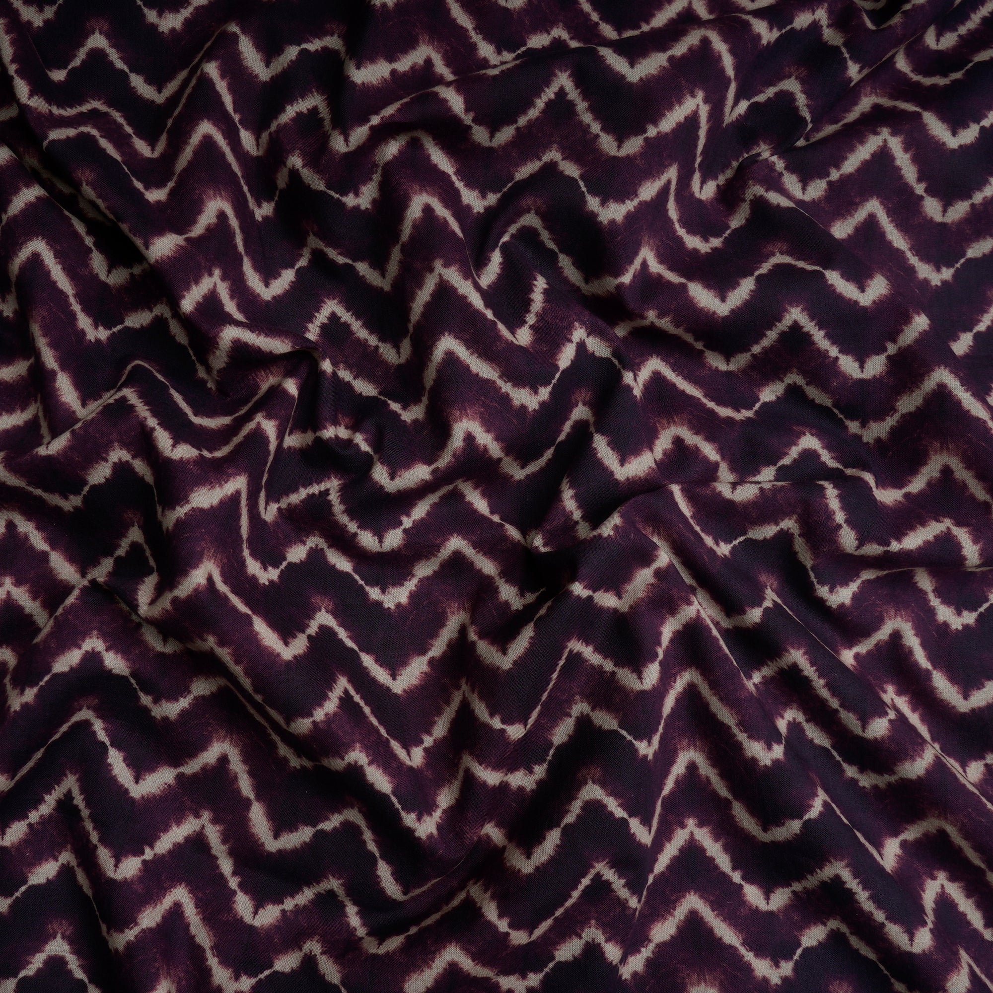 Deep Purple Chevron Pattern Digital Print Cambric Fabric