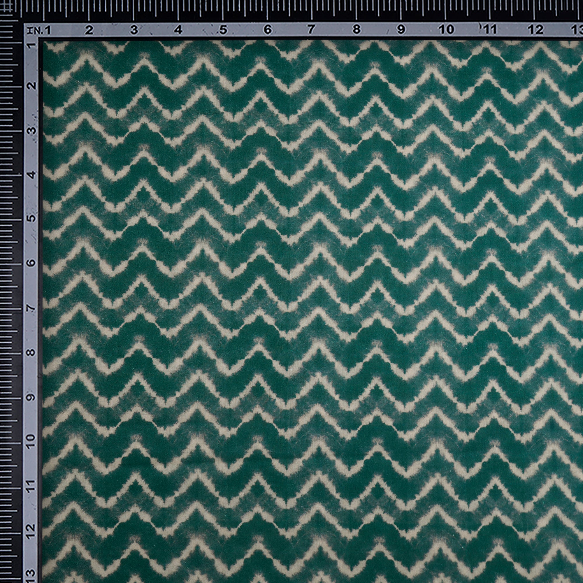 North Sea Green Chevron Pattern Digital Print Cambric Fabric