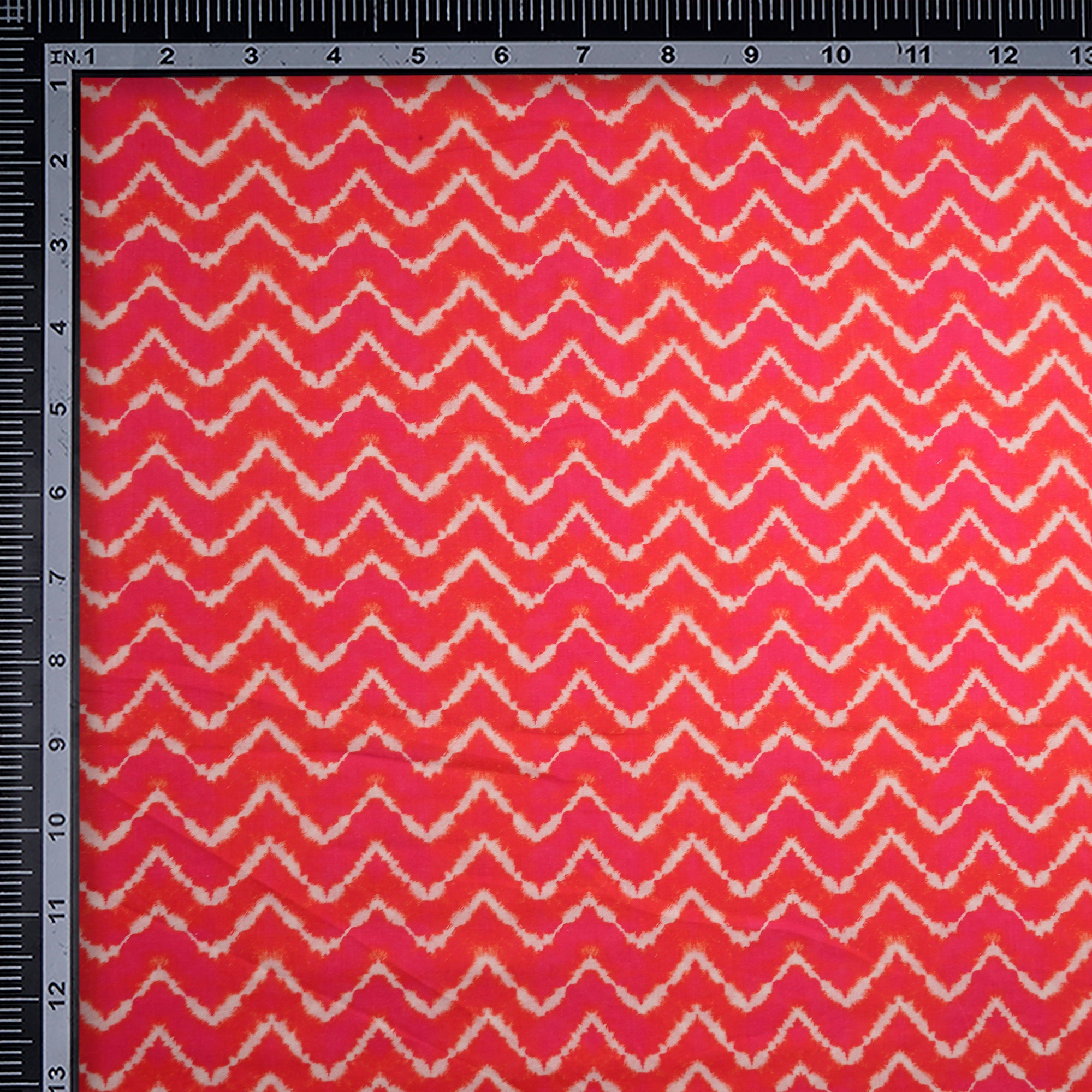 Coral Paradise Chevron Pattern Digital Print Cambric Fabric