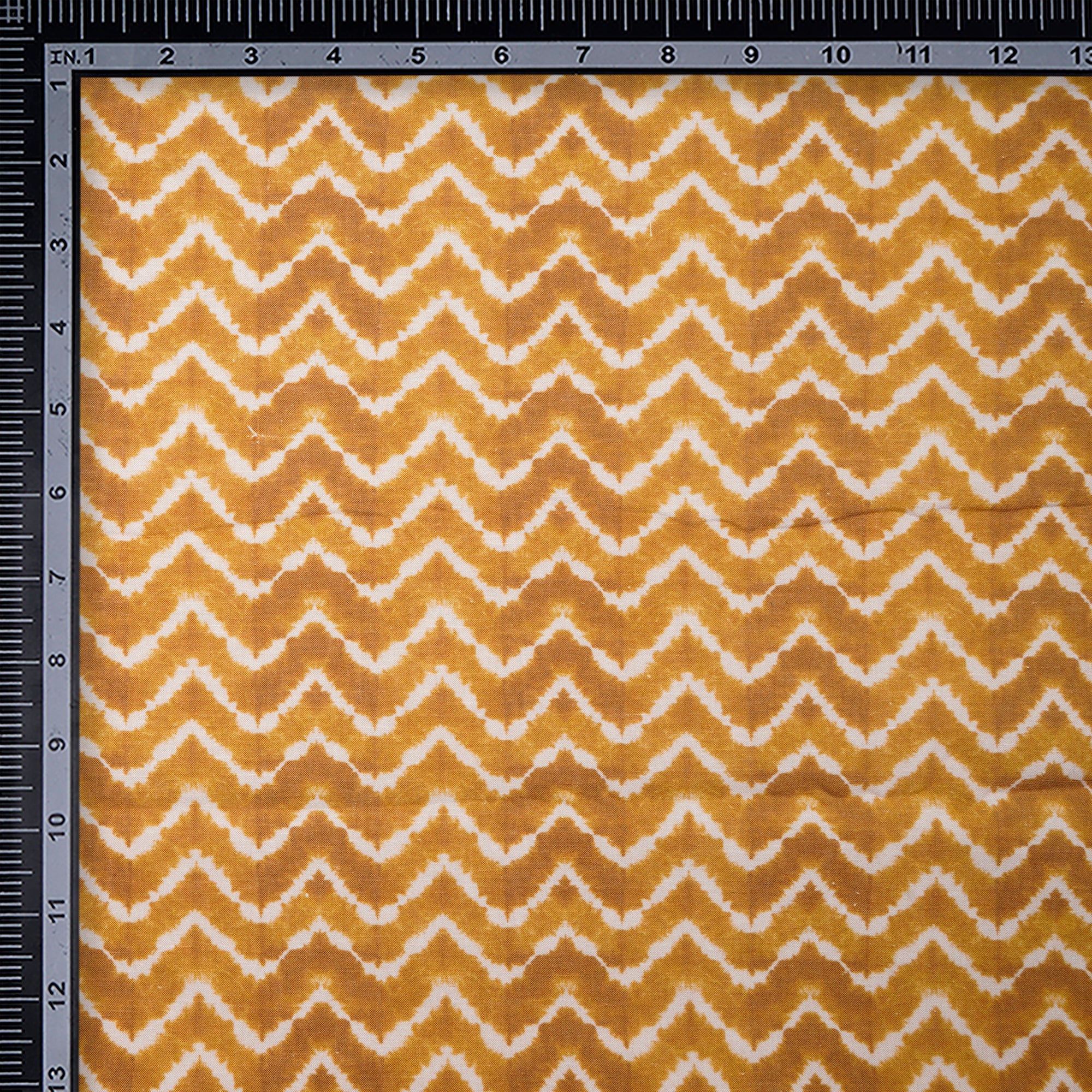 Mustard Shibori Pattern Digital Print Fancy Linen Fabric