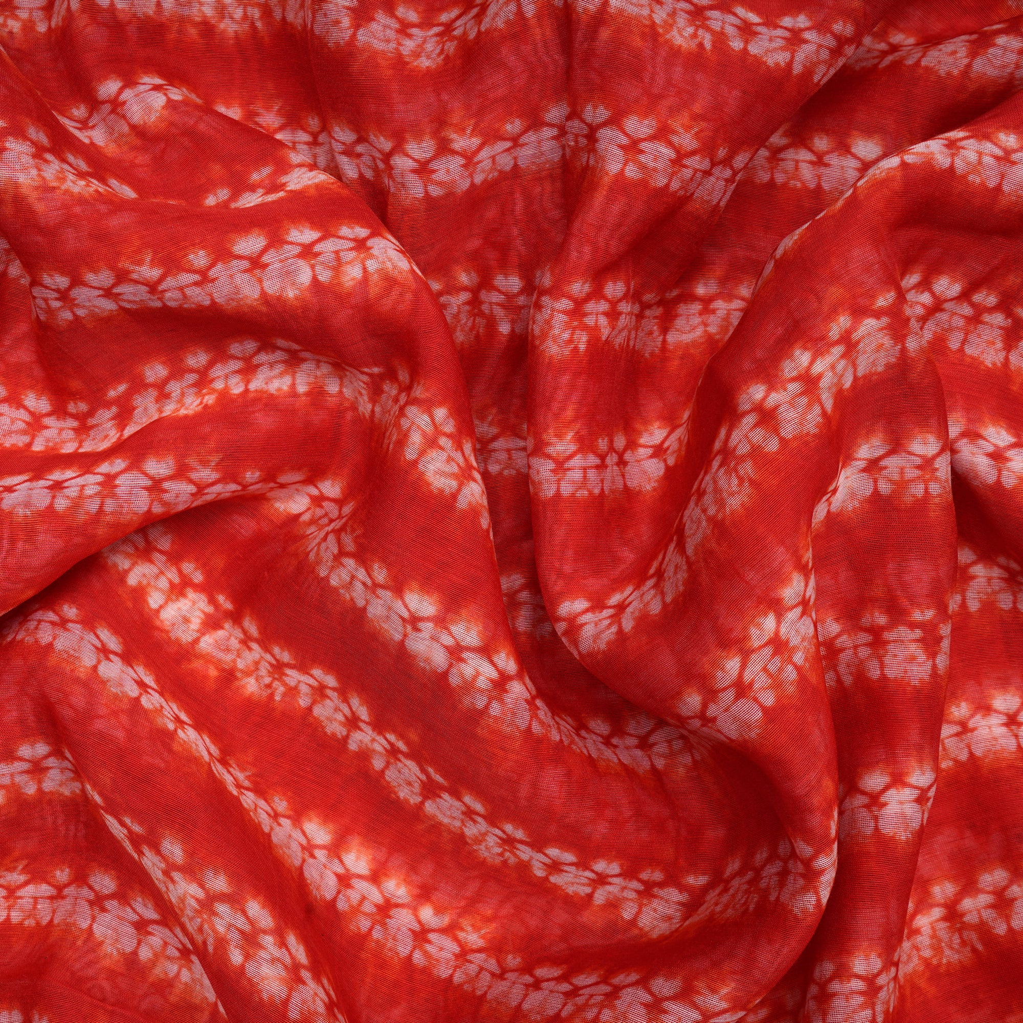 Flame Scarlet Shibori Pattern Digital Print Chanderi Fabric