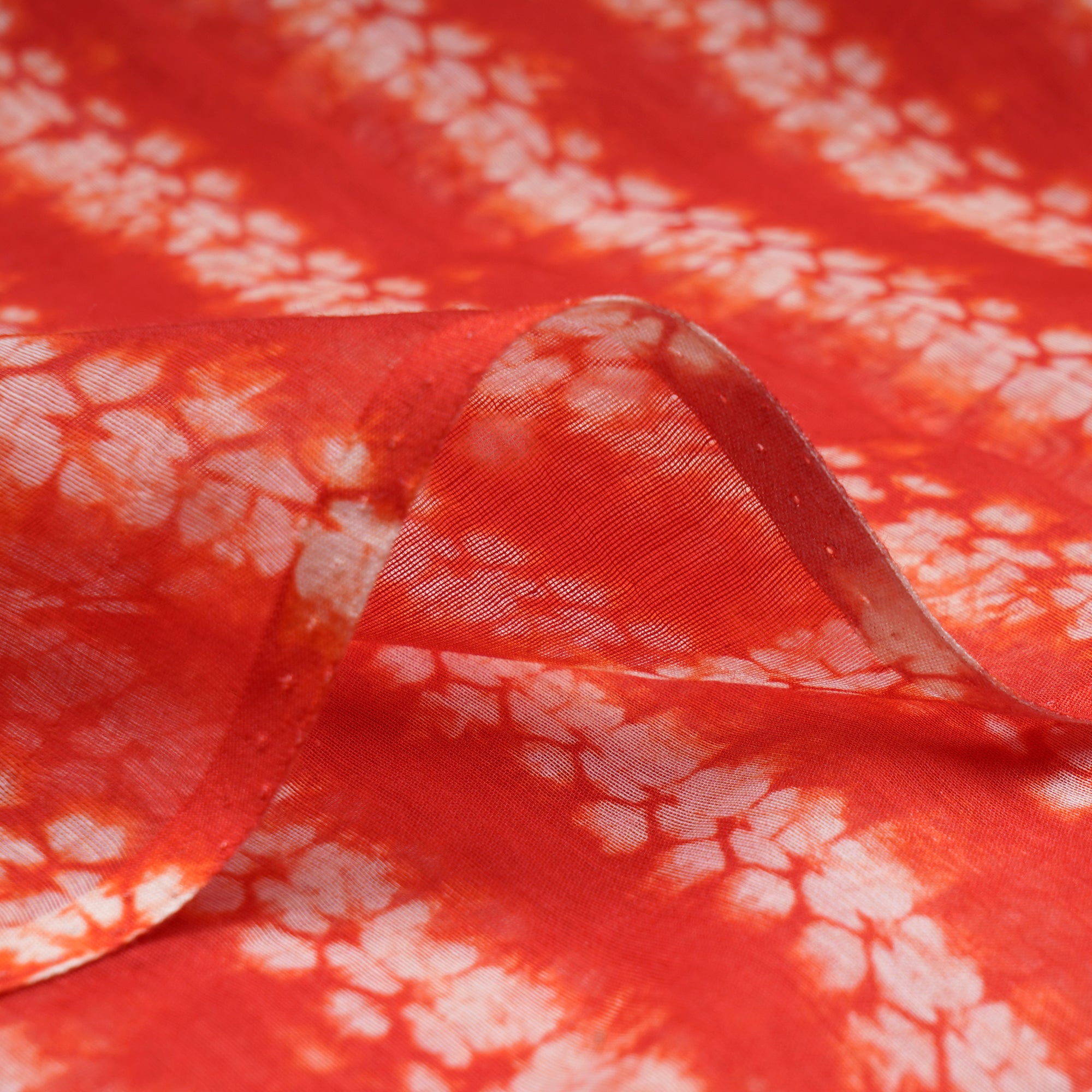 Flame Scarlet Shibori Pattern Digital Print Chanderi Fabric