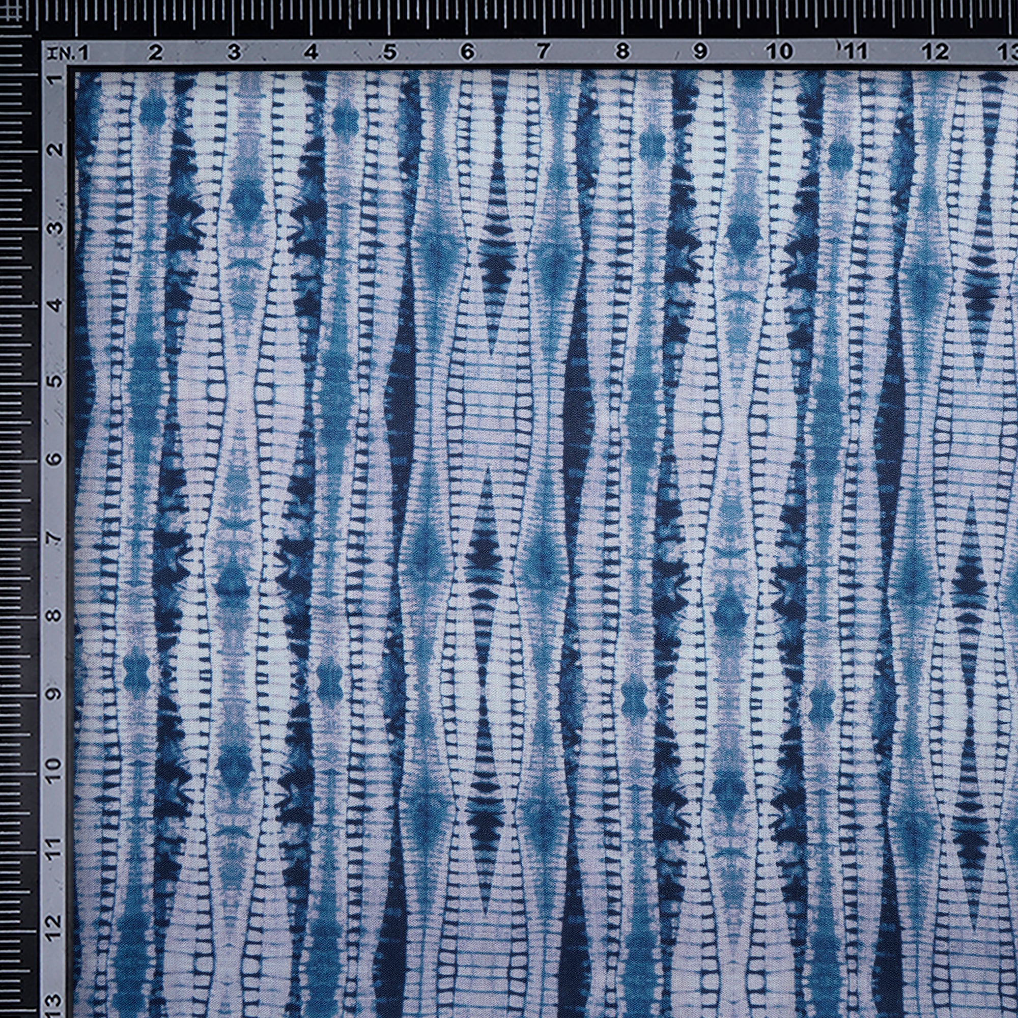 Dark Blue Shibori Pattern Digital Print Fancy Linen Fabric