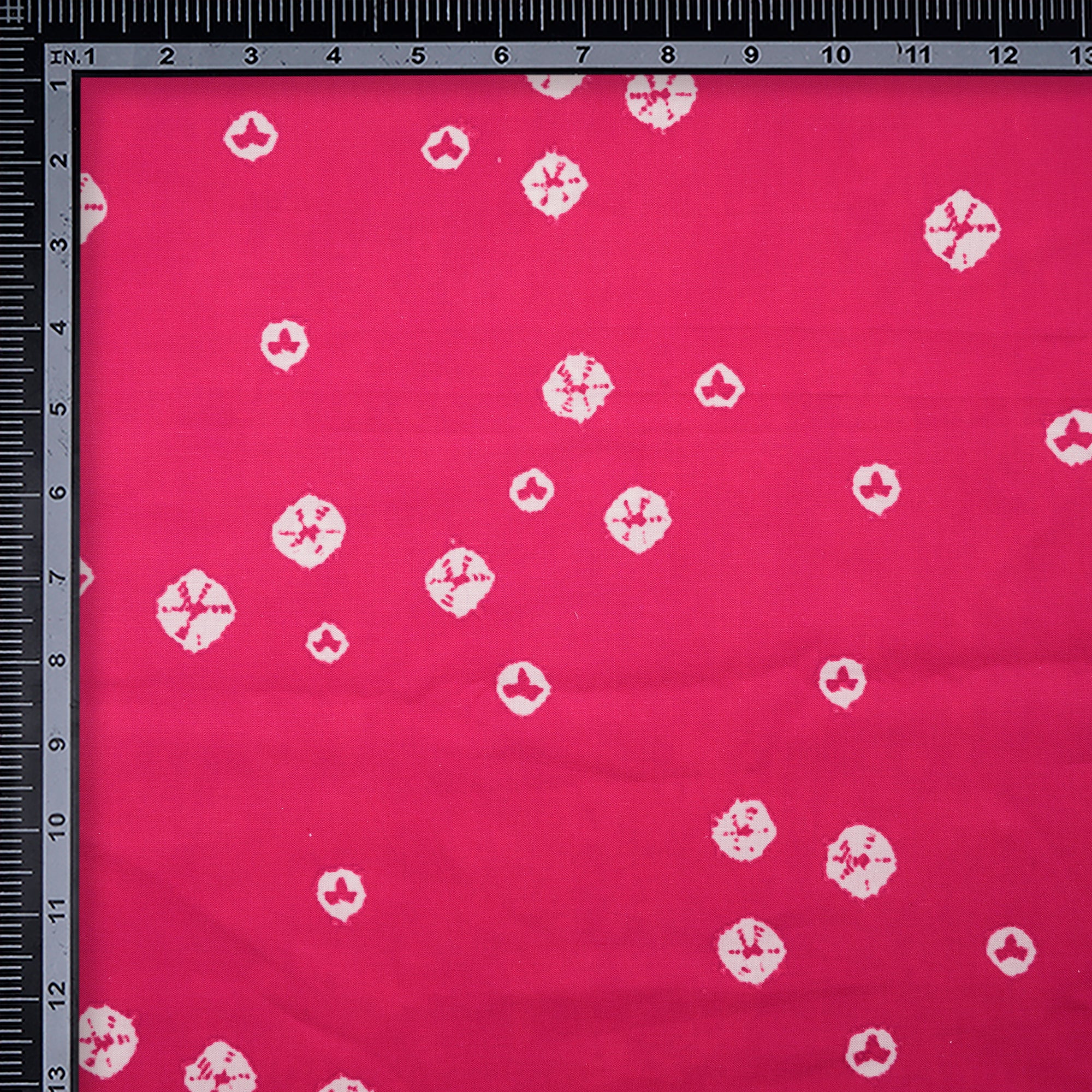 Dark Pink Bandhani Pattern Digital Print Fancy Linen Fabric