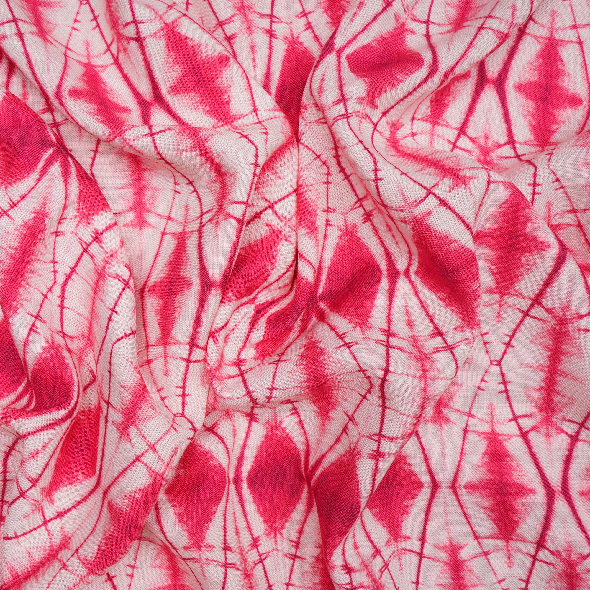 Hot Pink Shibori Pattern Digital Print Fancy Linen Fabric