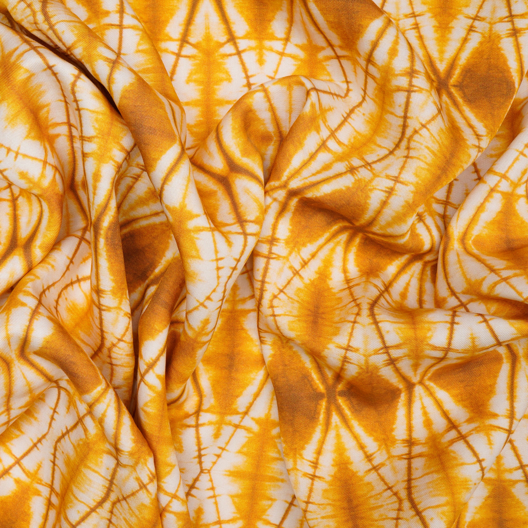 Spicy Mustard Shibori Pattern Digital Print Fancy Linen Fabric